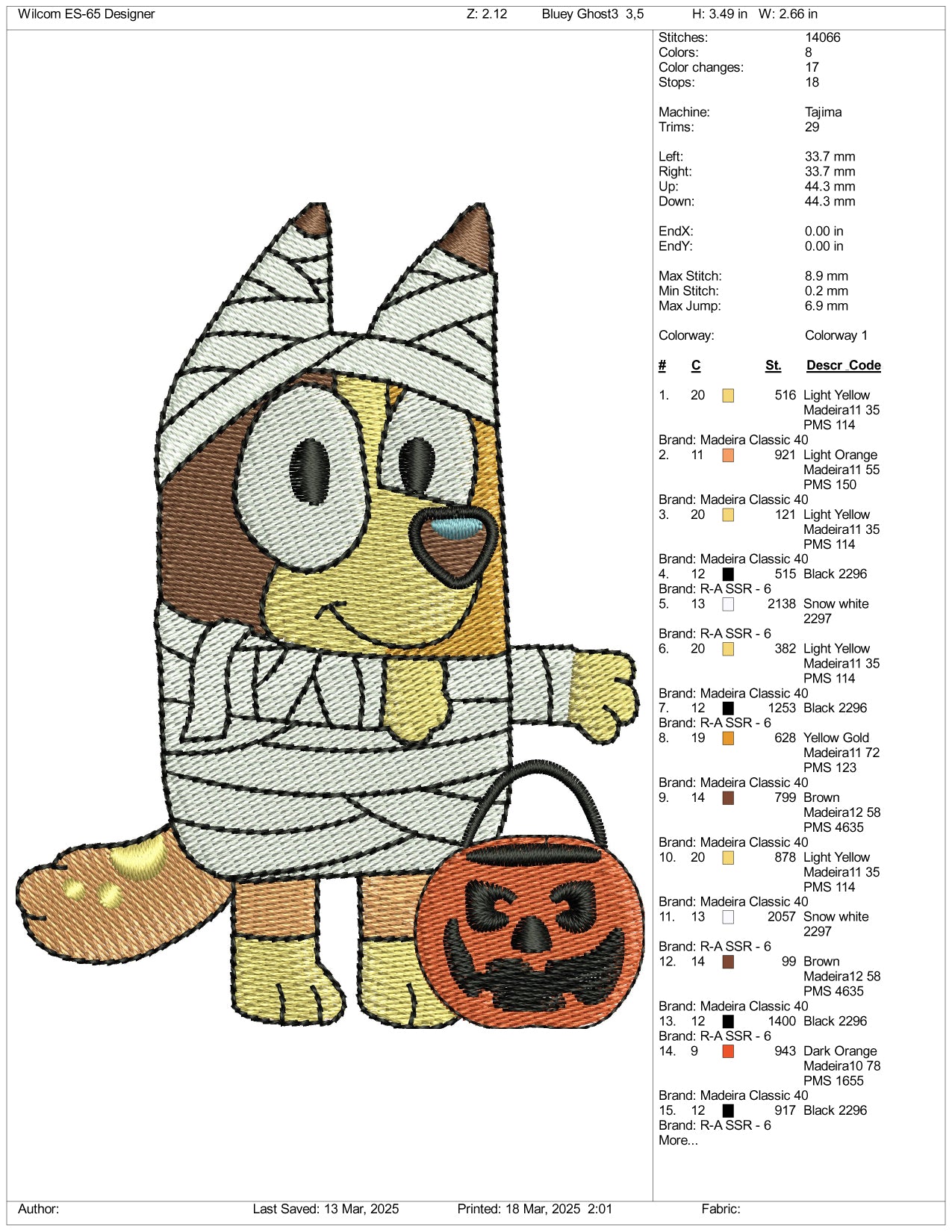 Bingo Mummy Embroidery Files - 3 Size's