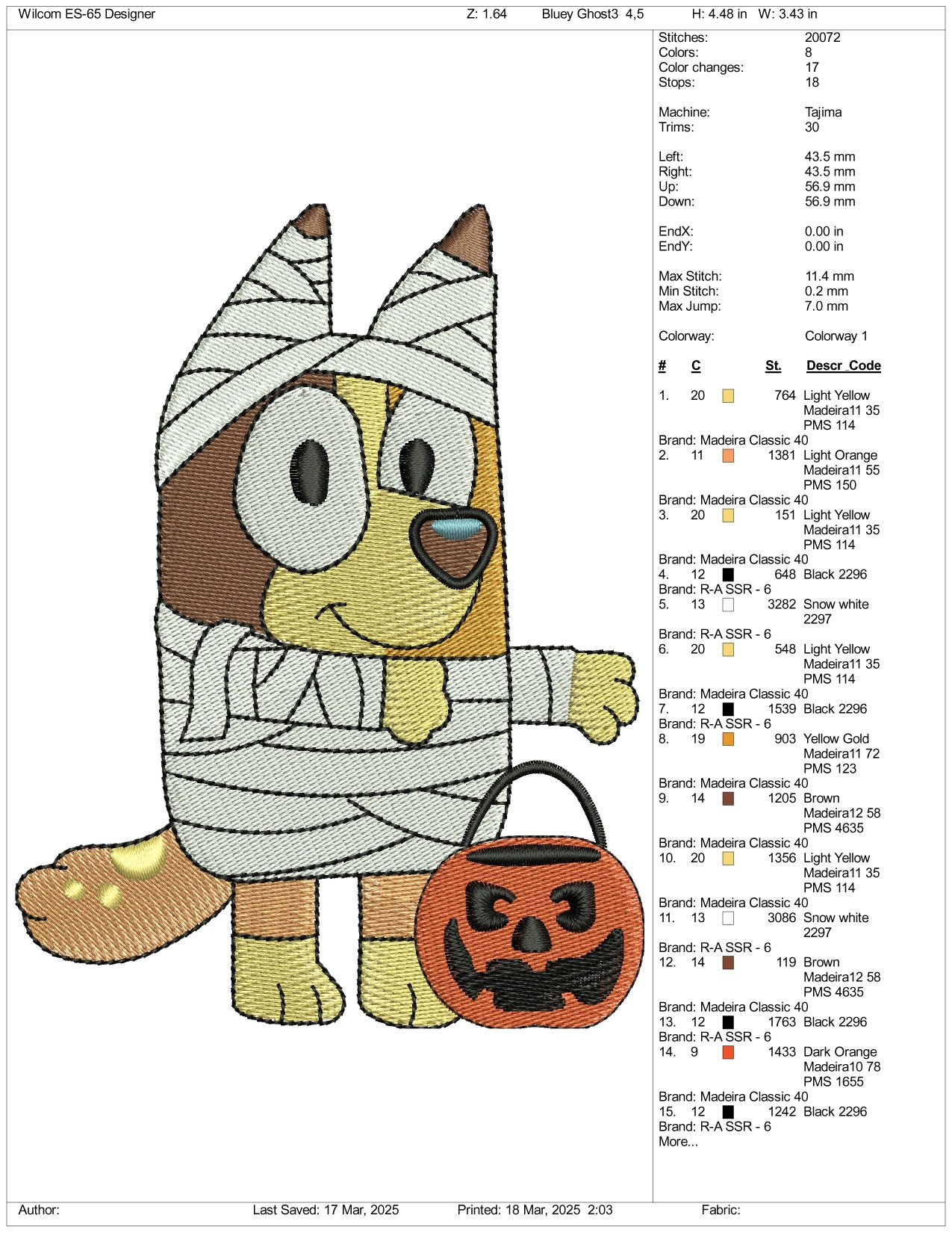 Bingo Mummy Embroidery Files - 3 Size's