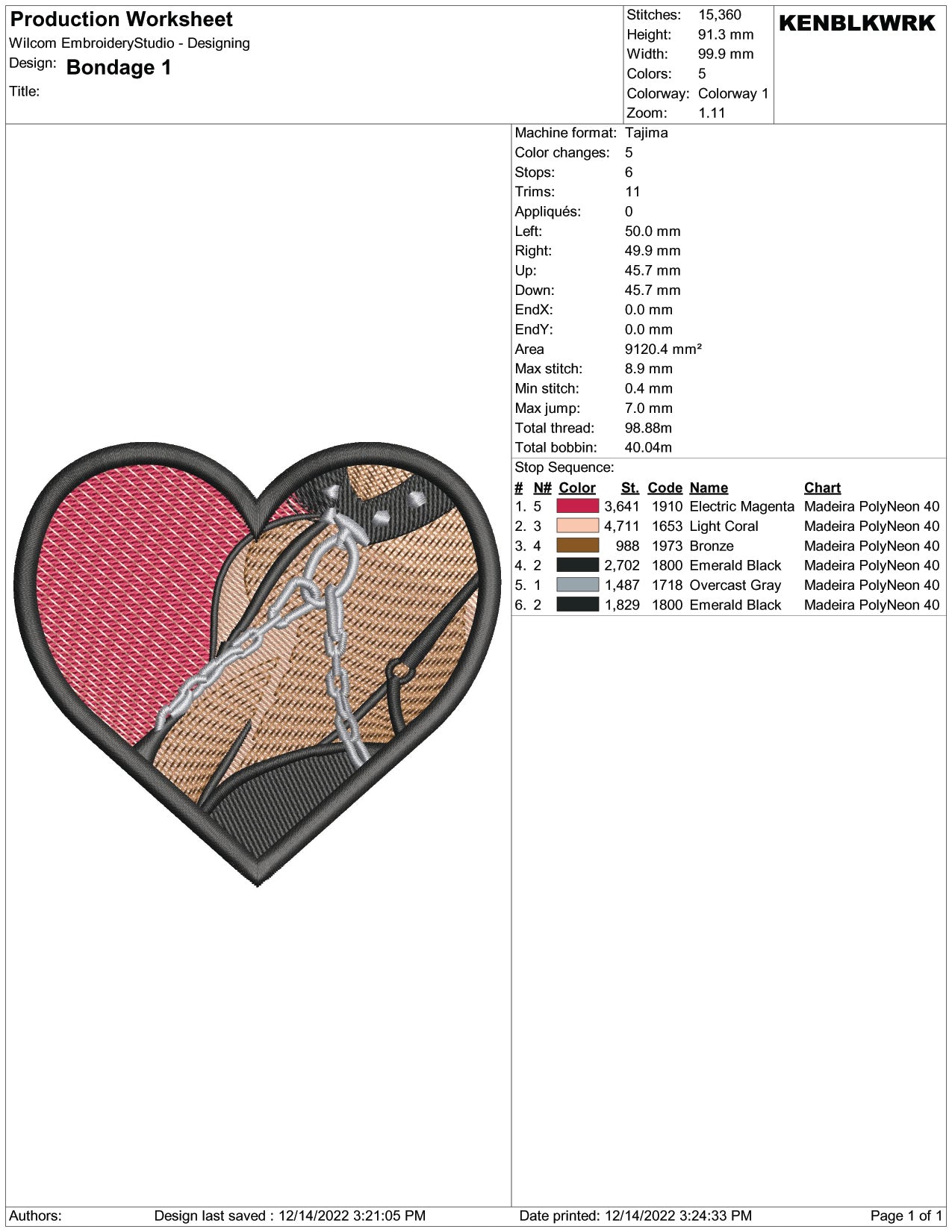 Bondage Red Heart Embroidery Design Files - 1 Size