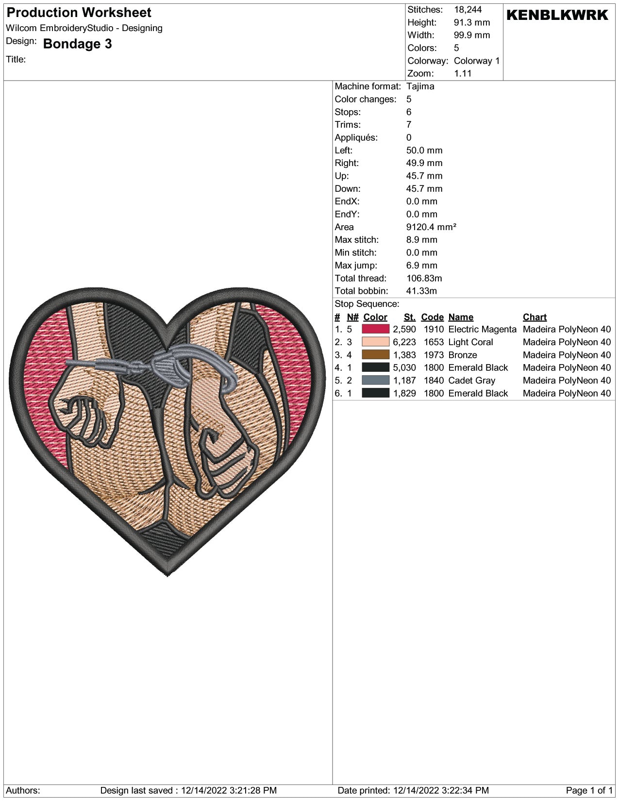 Bondage Red Heart v2 Embroidery Design Files - 1 Size
