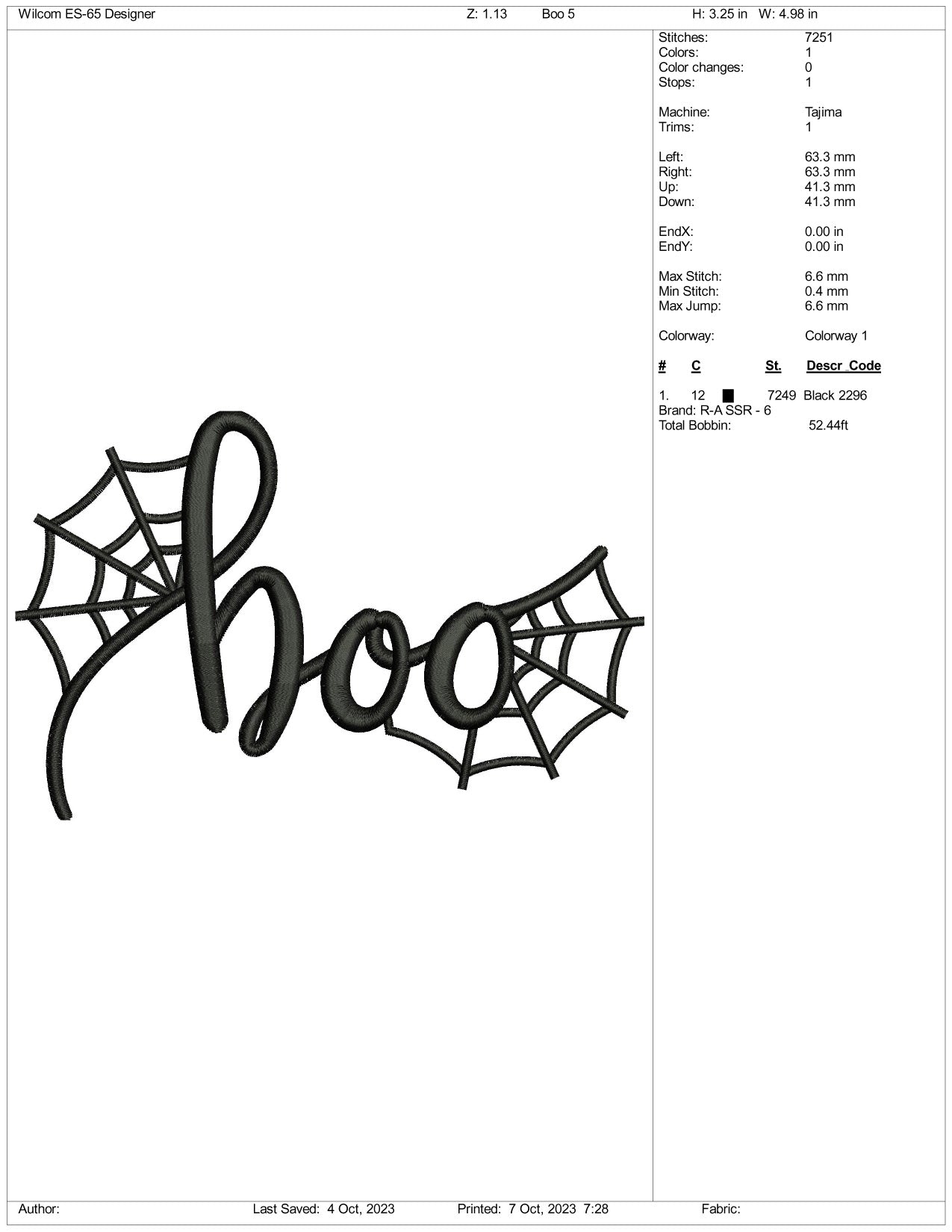 Boo Embroidery Design Files - 3 Size's