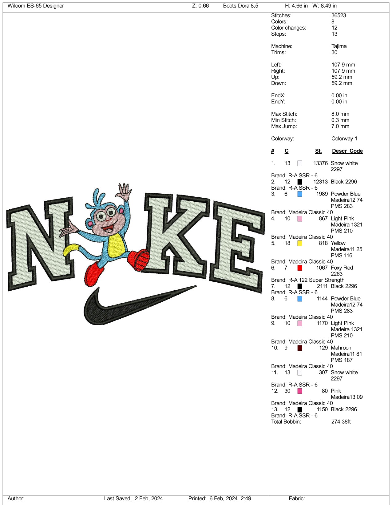Nike Boots Embroidery Design Files - 3 Size's