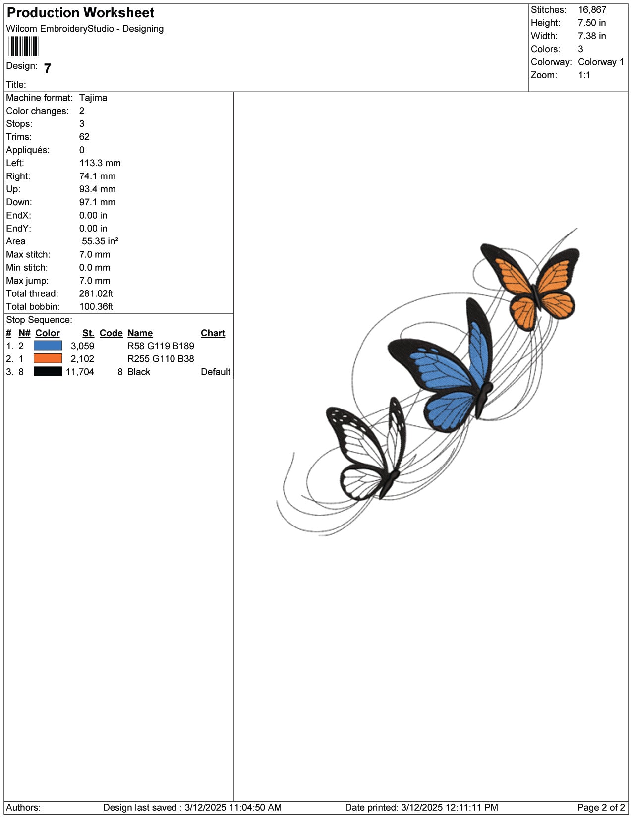 Butterfly Embroidery Design Files - 9 Size's