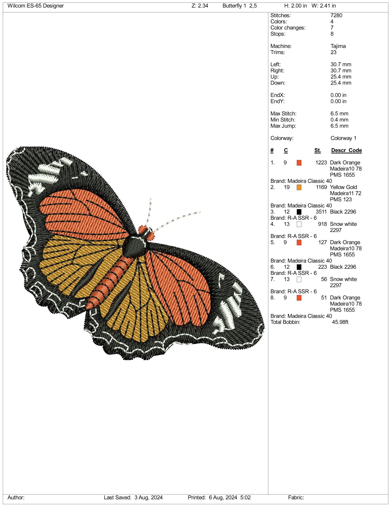 Butterfly v2 Embroidery Files - 3 Size's
