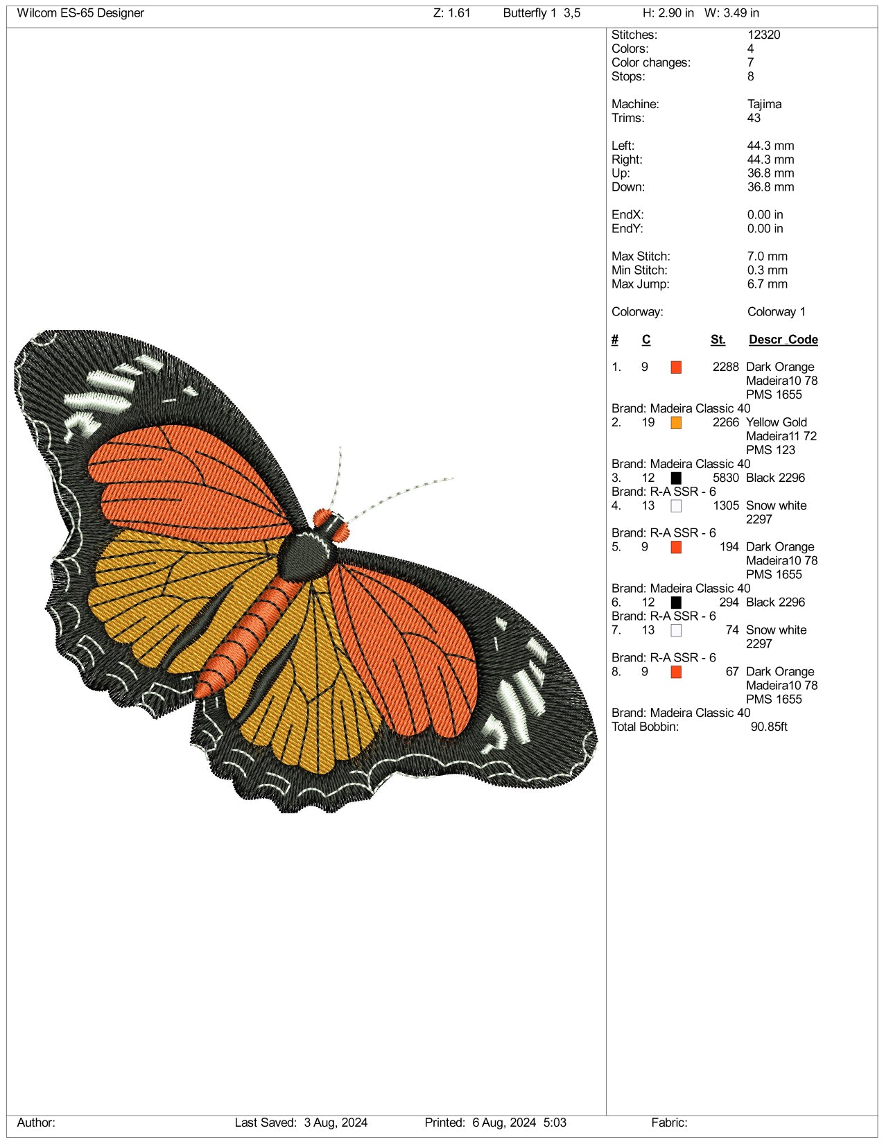 Butterfly v2 Embroidery Files - 3 Size's