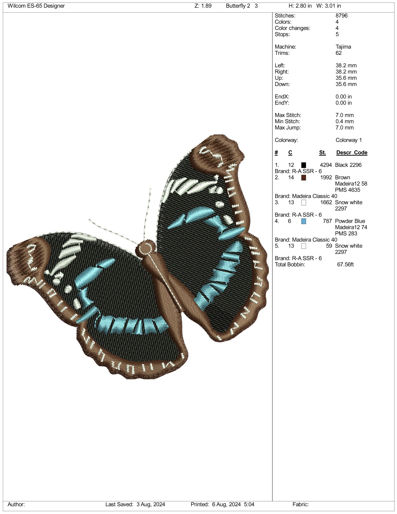 Butterfly v3 Embroidery Files - 3 Size's