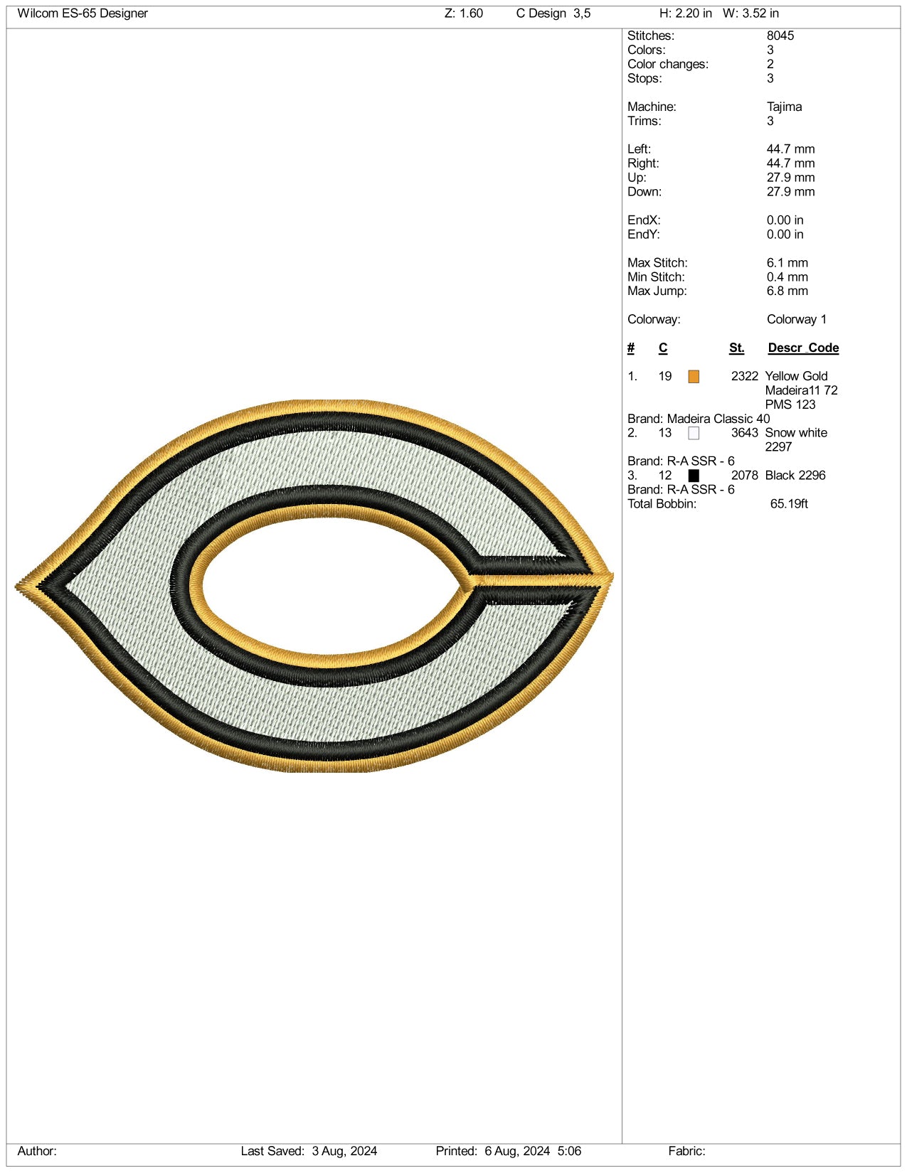 Commerce Tigers Embroidery Files - 3 Size's