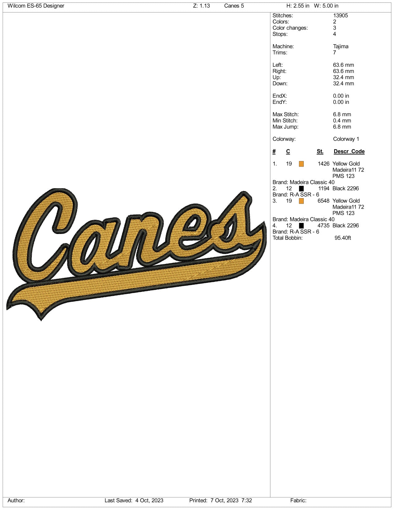 Archivos de diseño de bordado de Caner - 3 tamaños