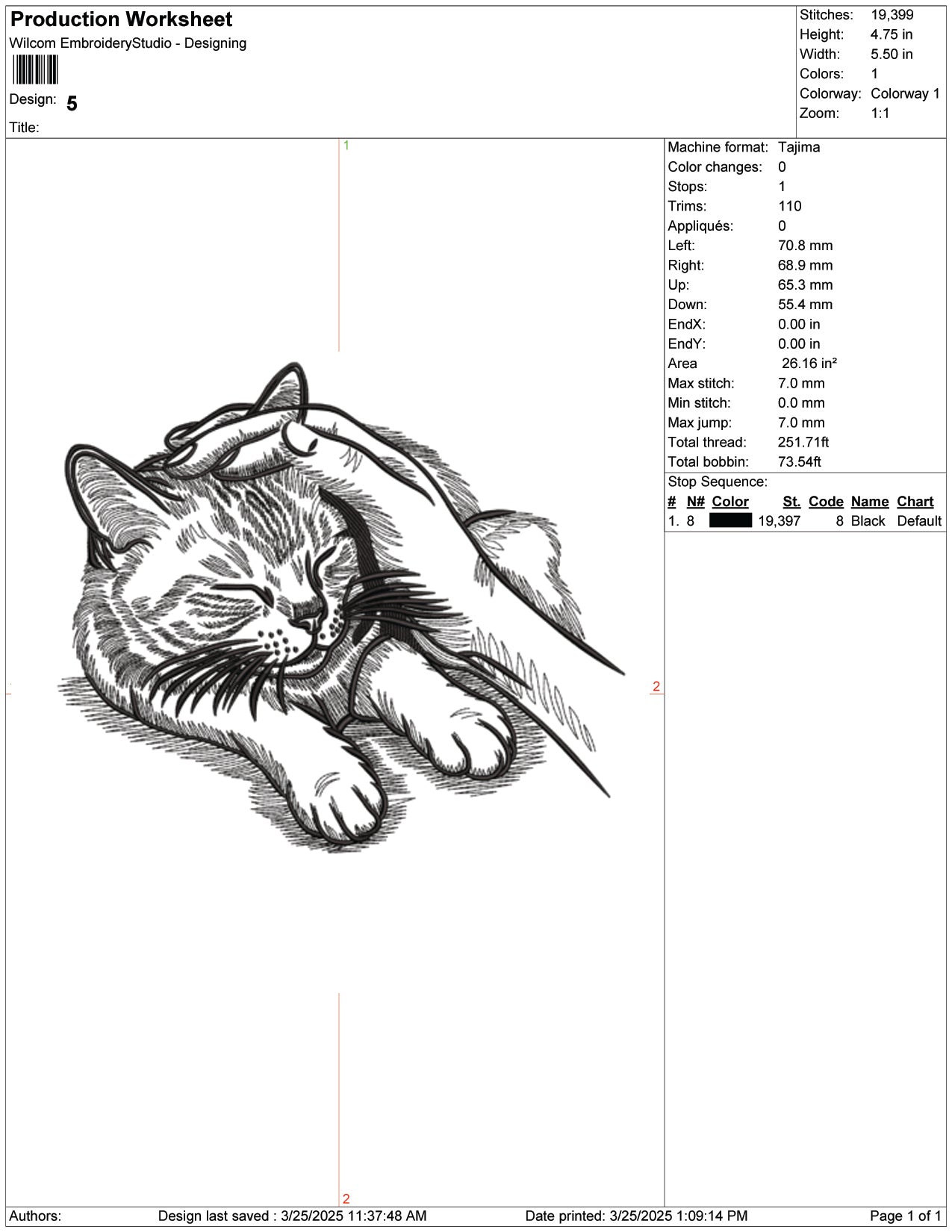 Cat Caring Embroidery Design Files - 9 Size's