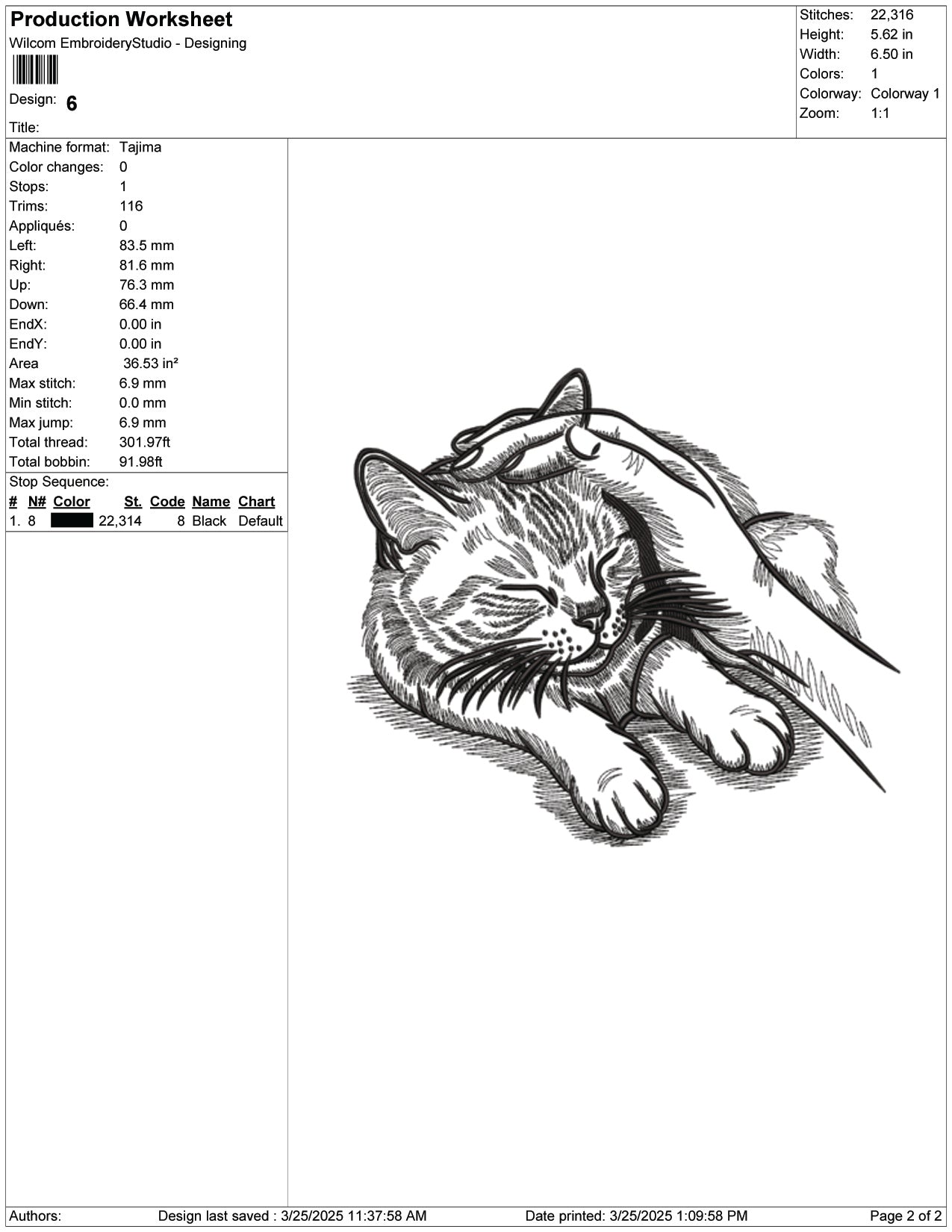 Cat Caring Embroidery Design Files - 9 Size's