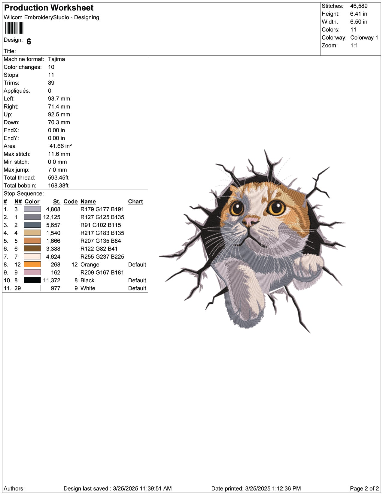 Cat Entering Into Wall Embroidery Design Files - 9 Size's
