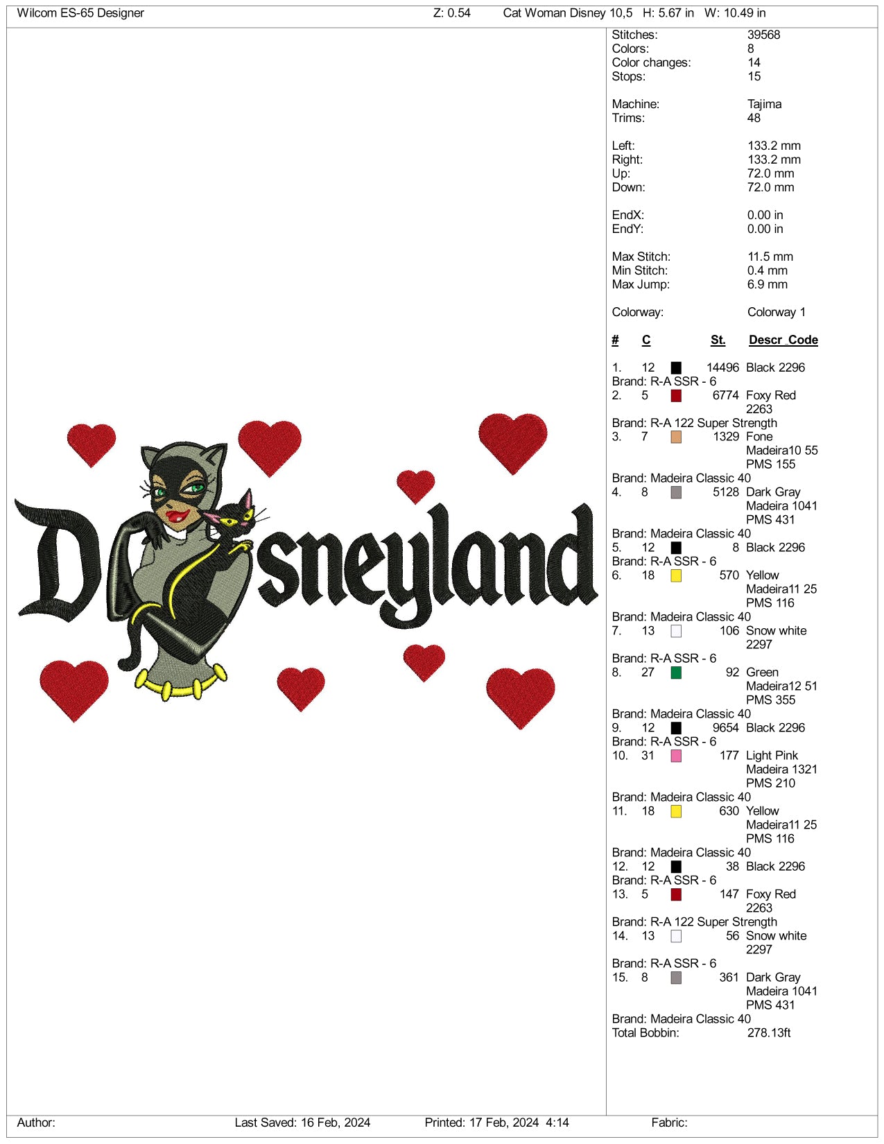 Archivos de diseño de bordado de Catwoman Half Disneyland (3 tamaños)