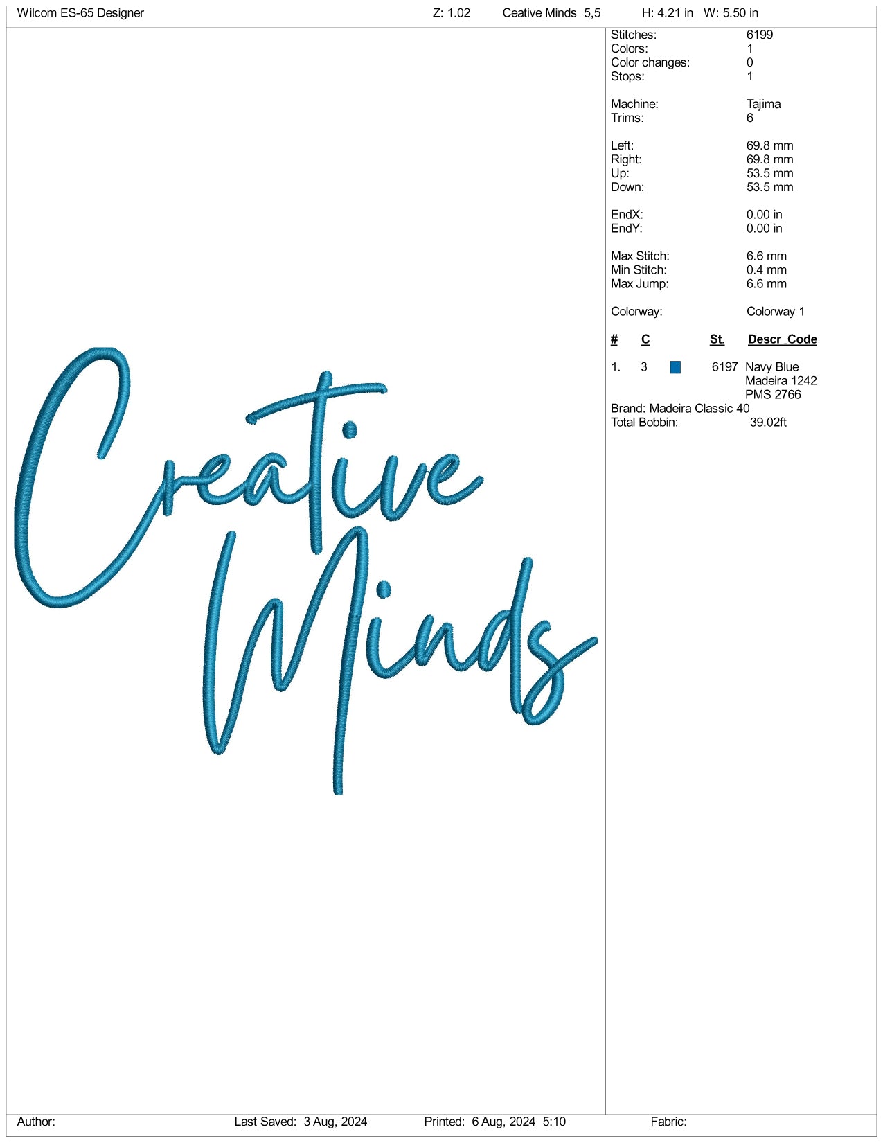 Creative Minds Embroidery Files - 3 Size's