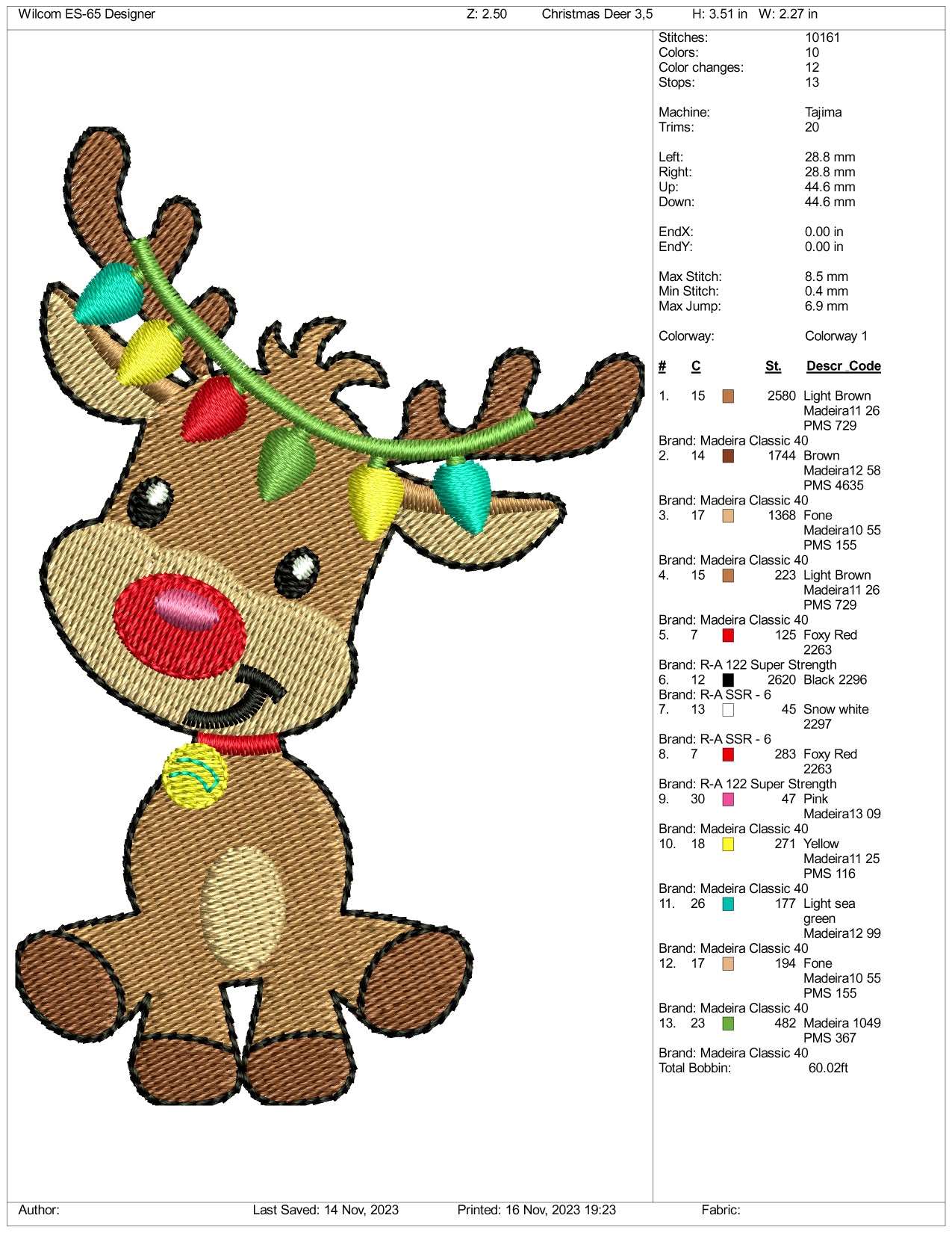 Baby Deer Embroidery Design Files - 3 Size's