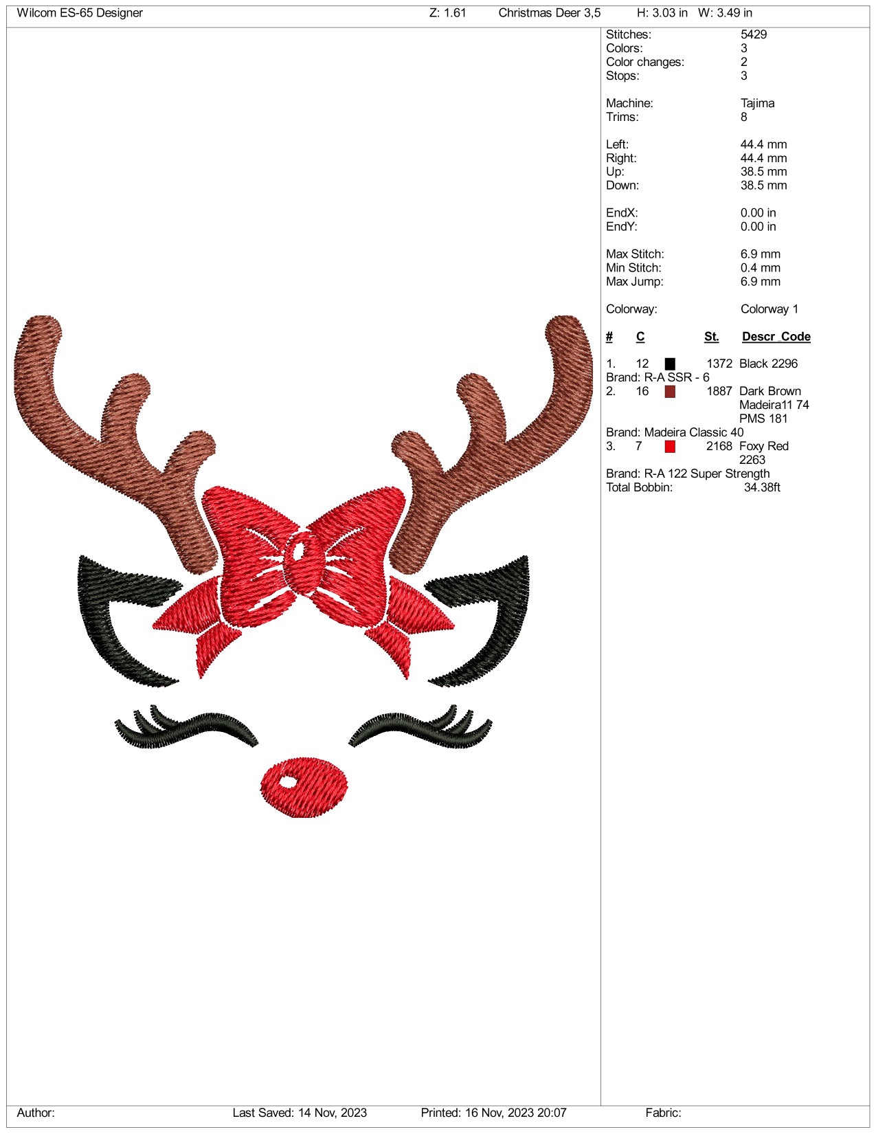 Baby Deer v2 Embroidery Design Files - 3 Size's
