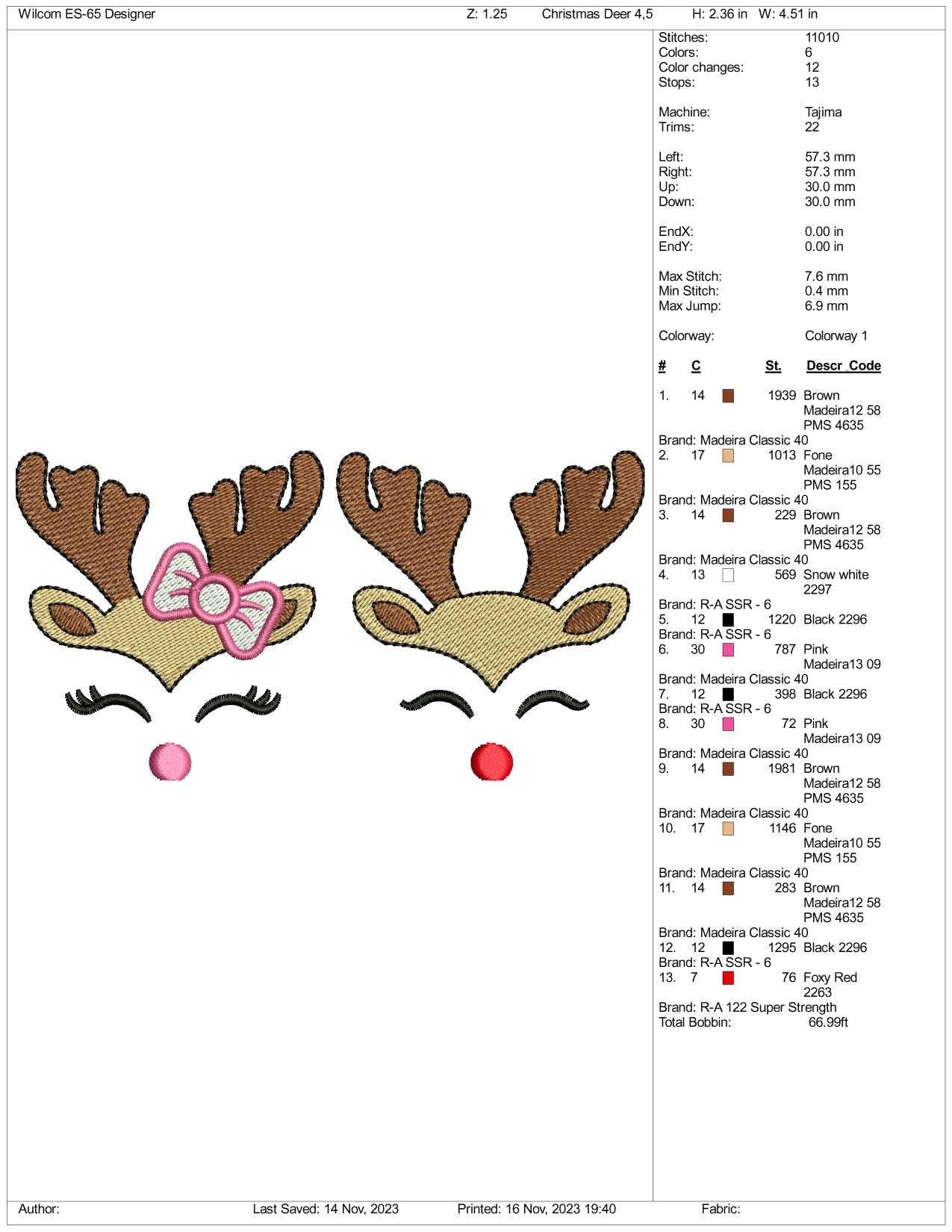 Deer Couple Embroidery Design Files - 3 Size's