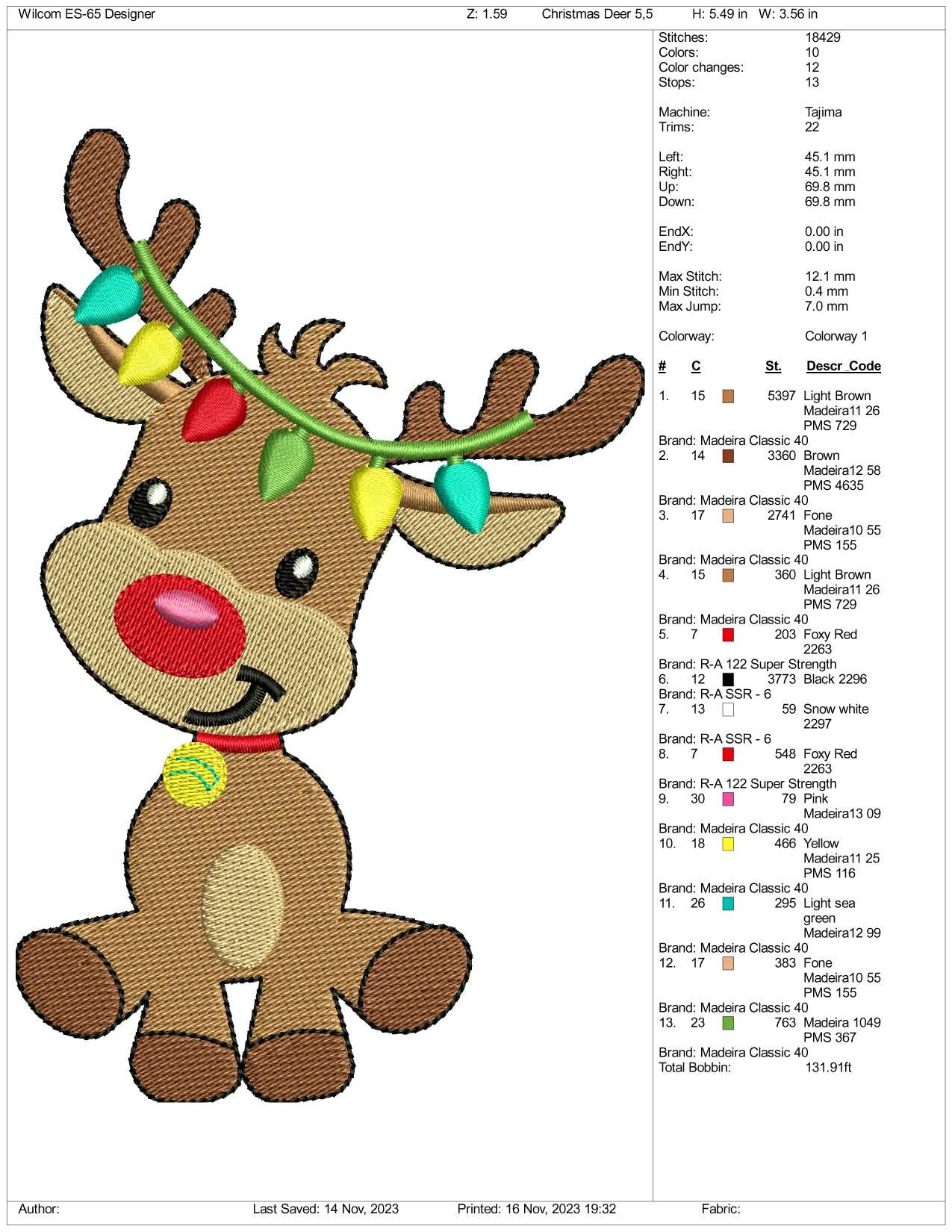 Baby Deer Embroidery Design Files - 3 Size's