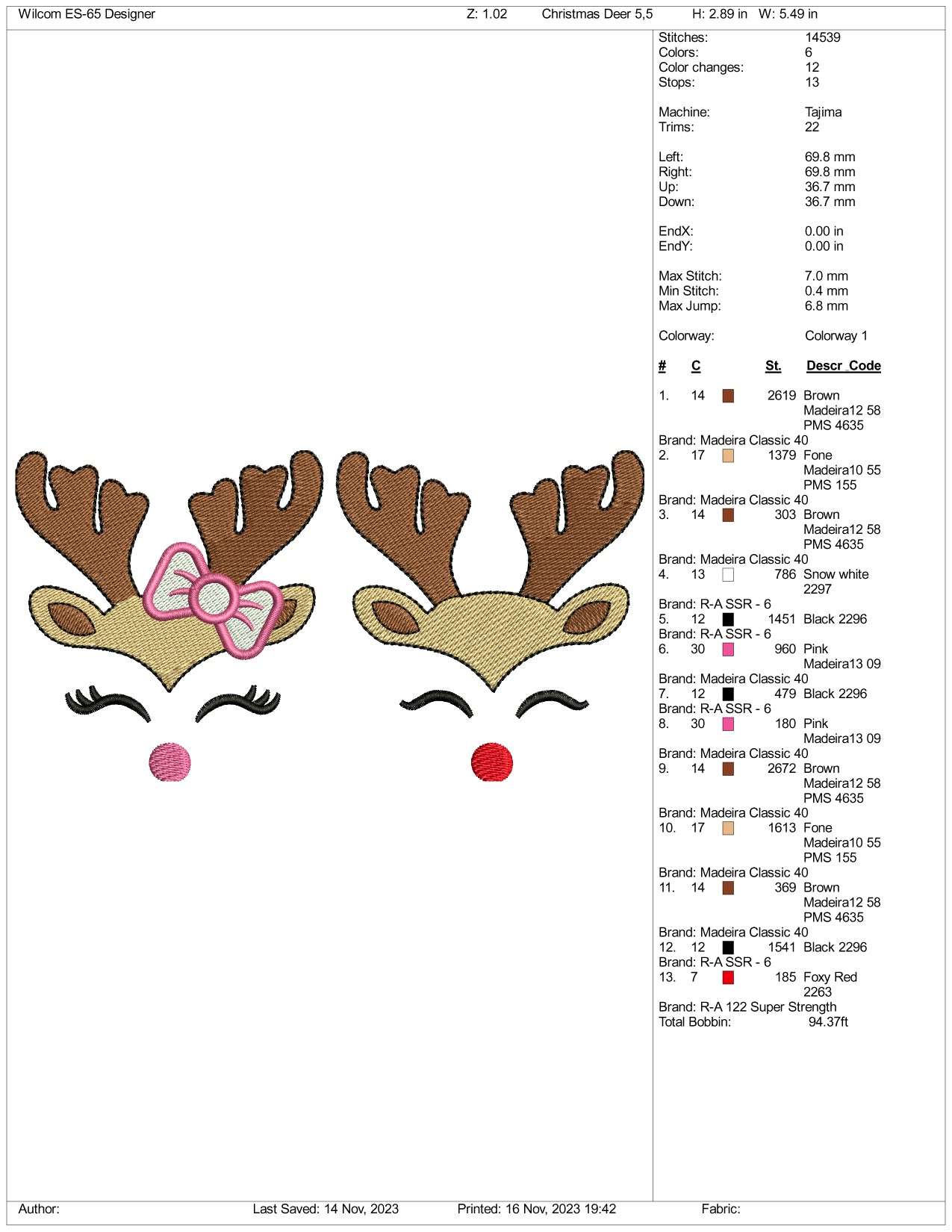 Deer Couple Embroidery Design Files - 3 Size's