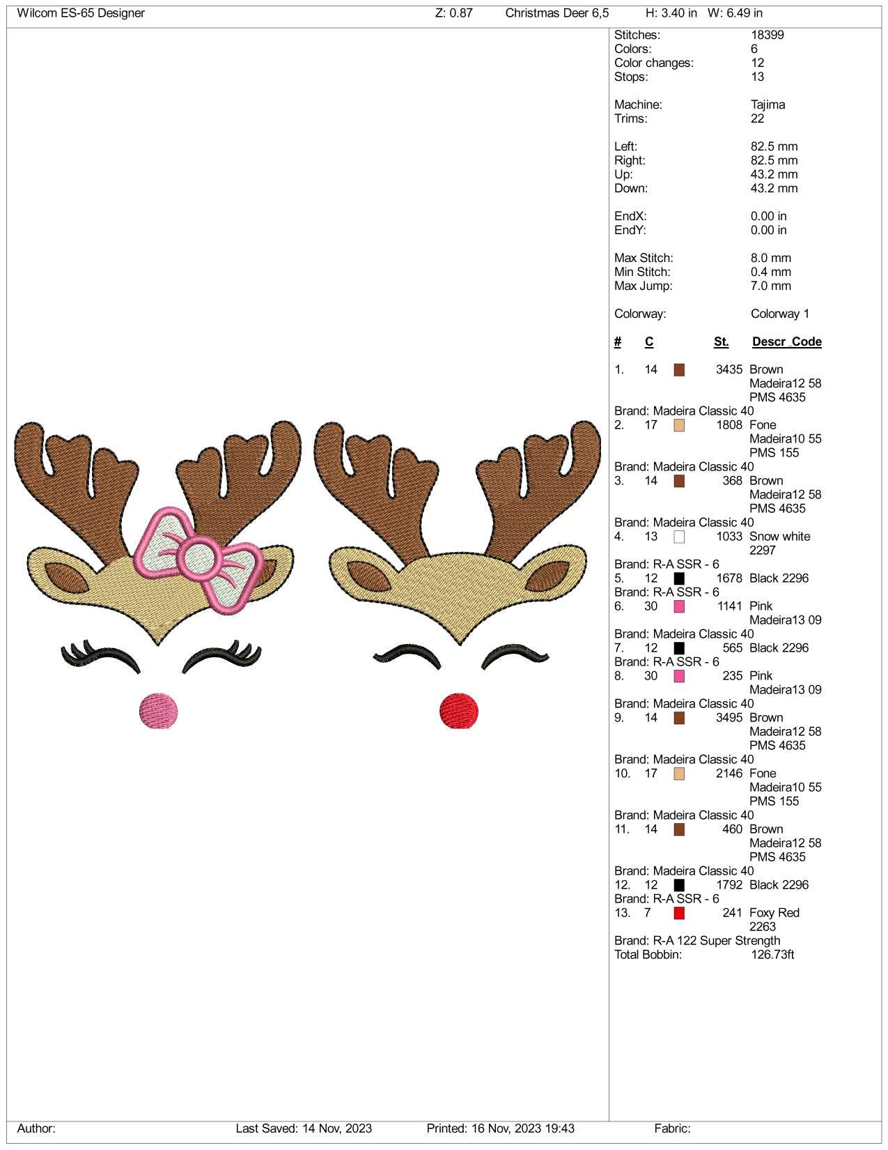 Deer Couple Embroidery Design Files - 3 Size's