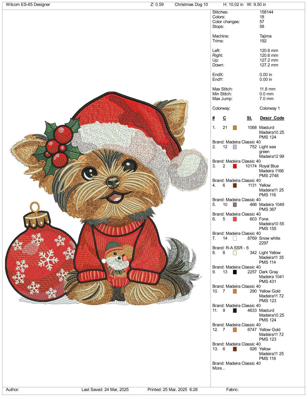 Cute Christmas Dog Embroidery Files - 3 Size's