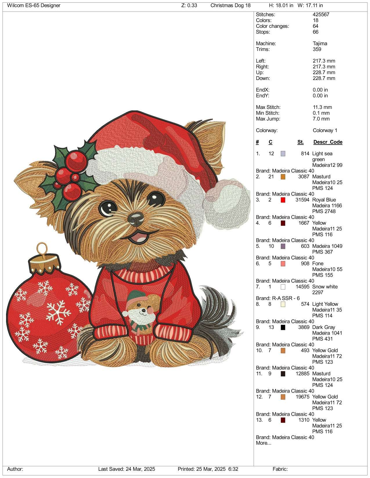 Cute Christmas Dog Embroidery Files - 3 Size's