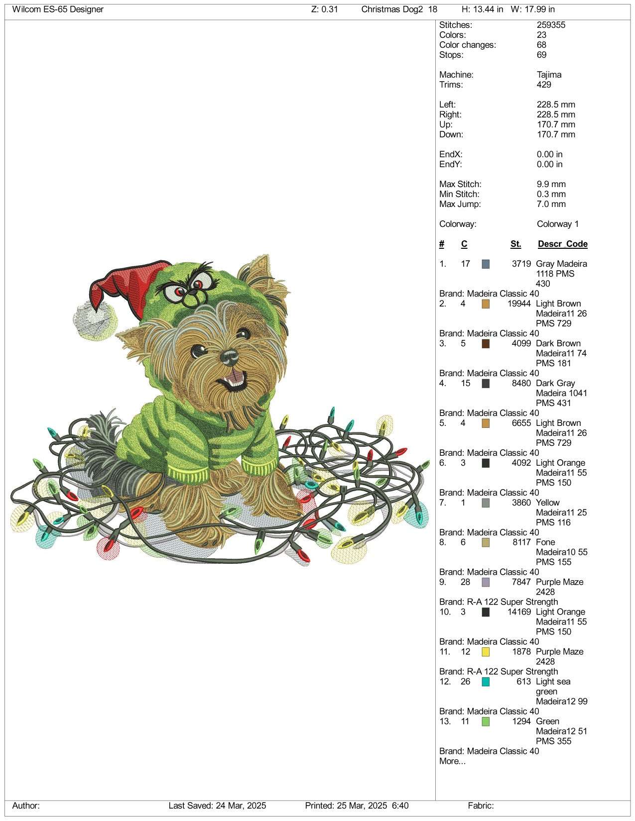 Cute Christmas Dog v2 Embroidery Files - 3 Size's