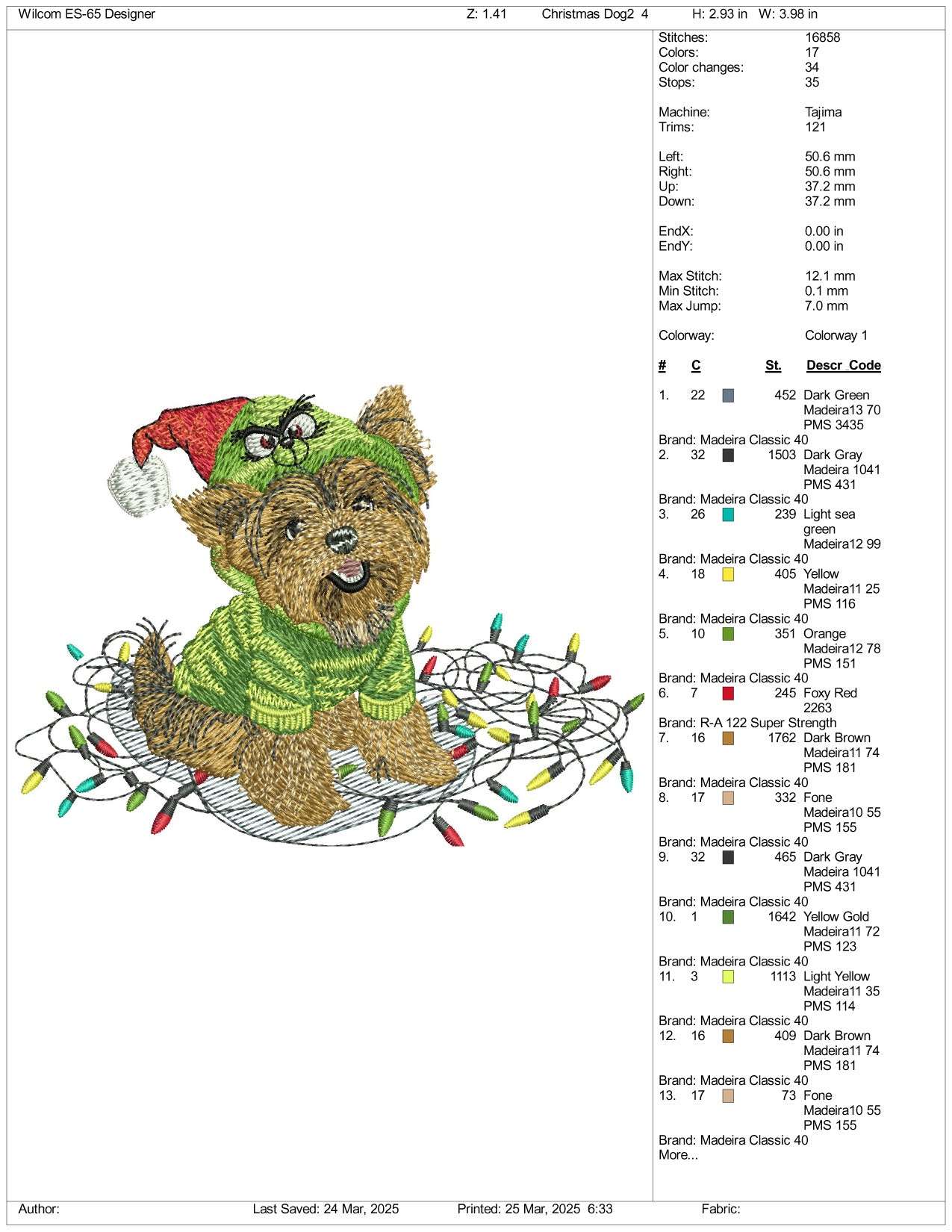 Cute Christmas Dog v2 Embroidery Files - 3 Size's