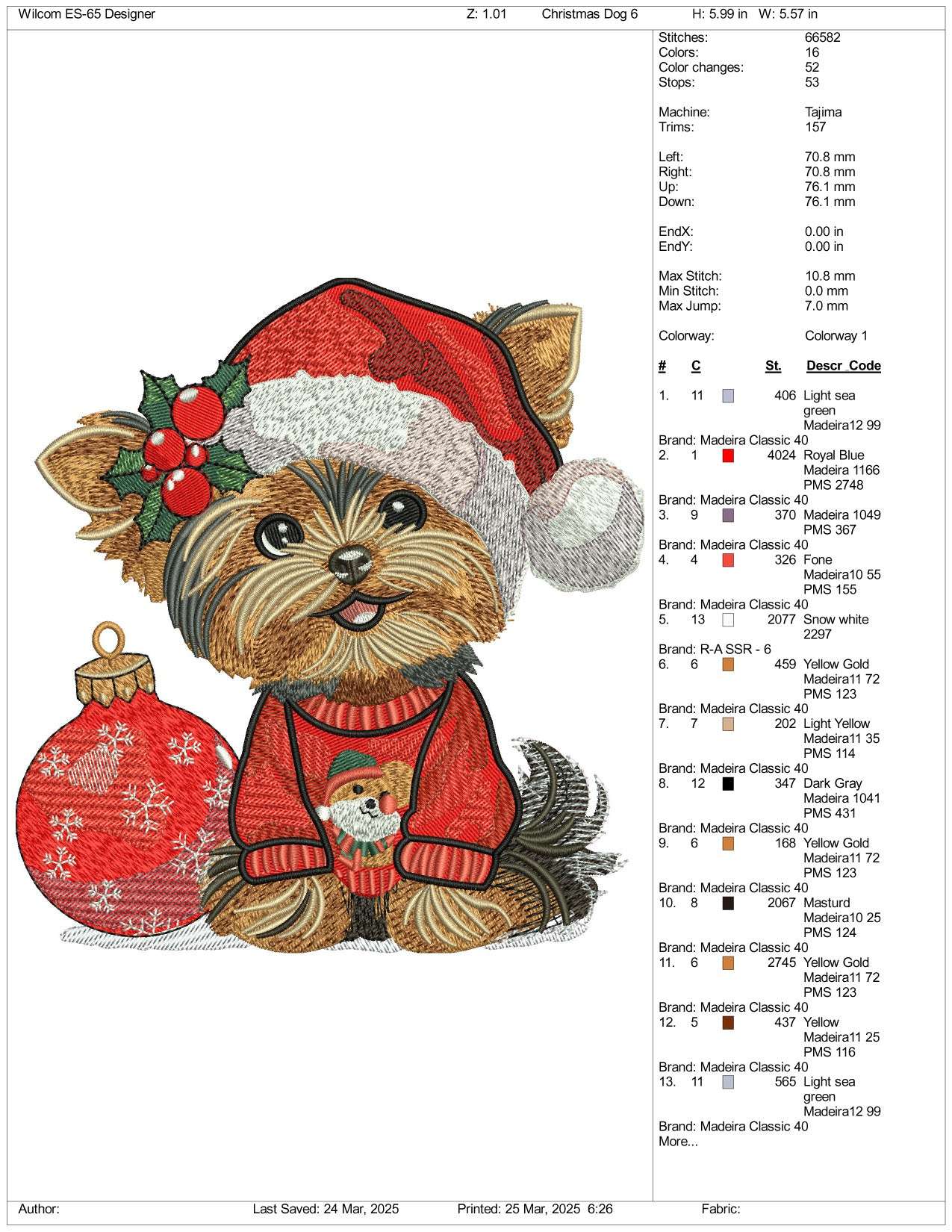 Cute Christmas Dog Embroidery Files - 3 Size's
