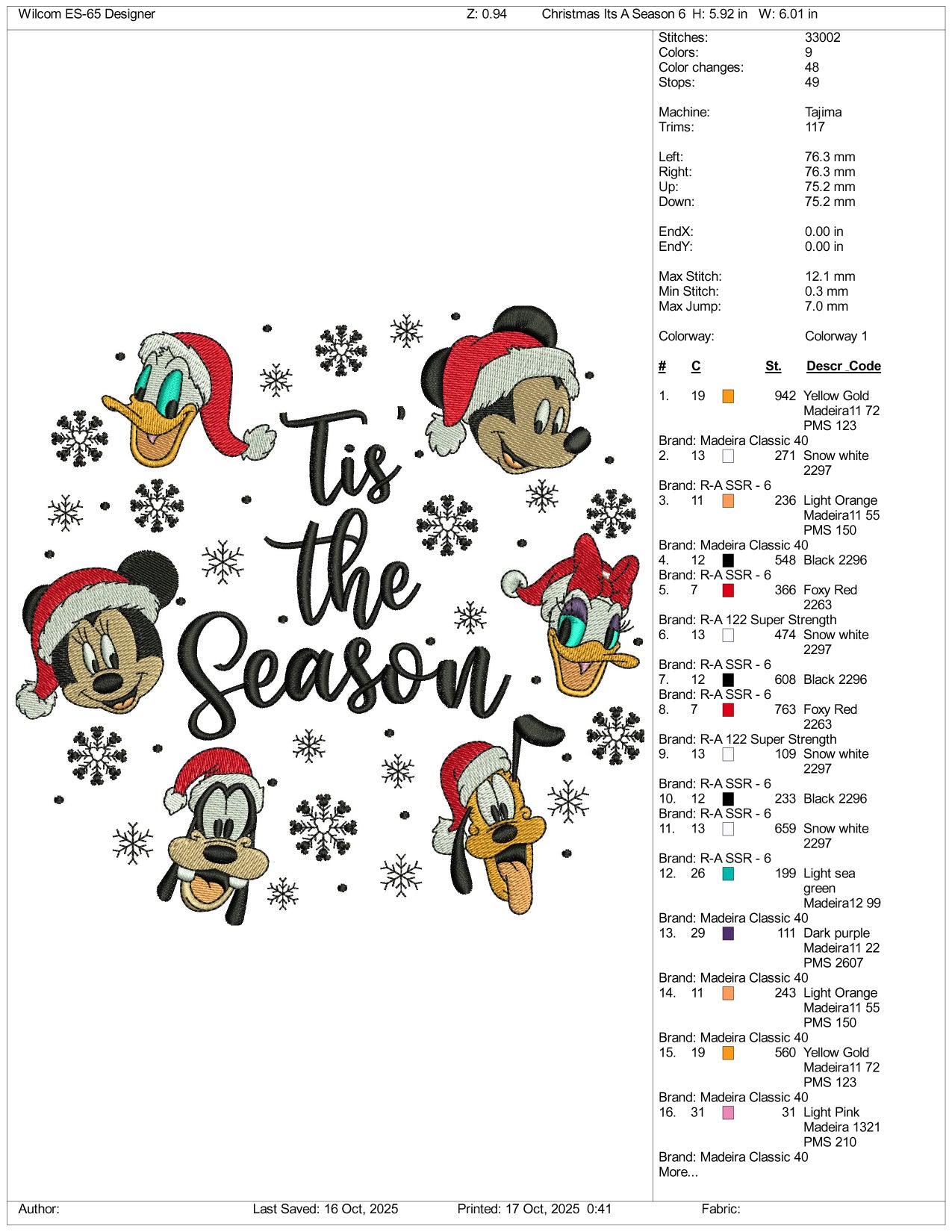 Is The Season Disneyland Embroidery Design Files - 4 Size's