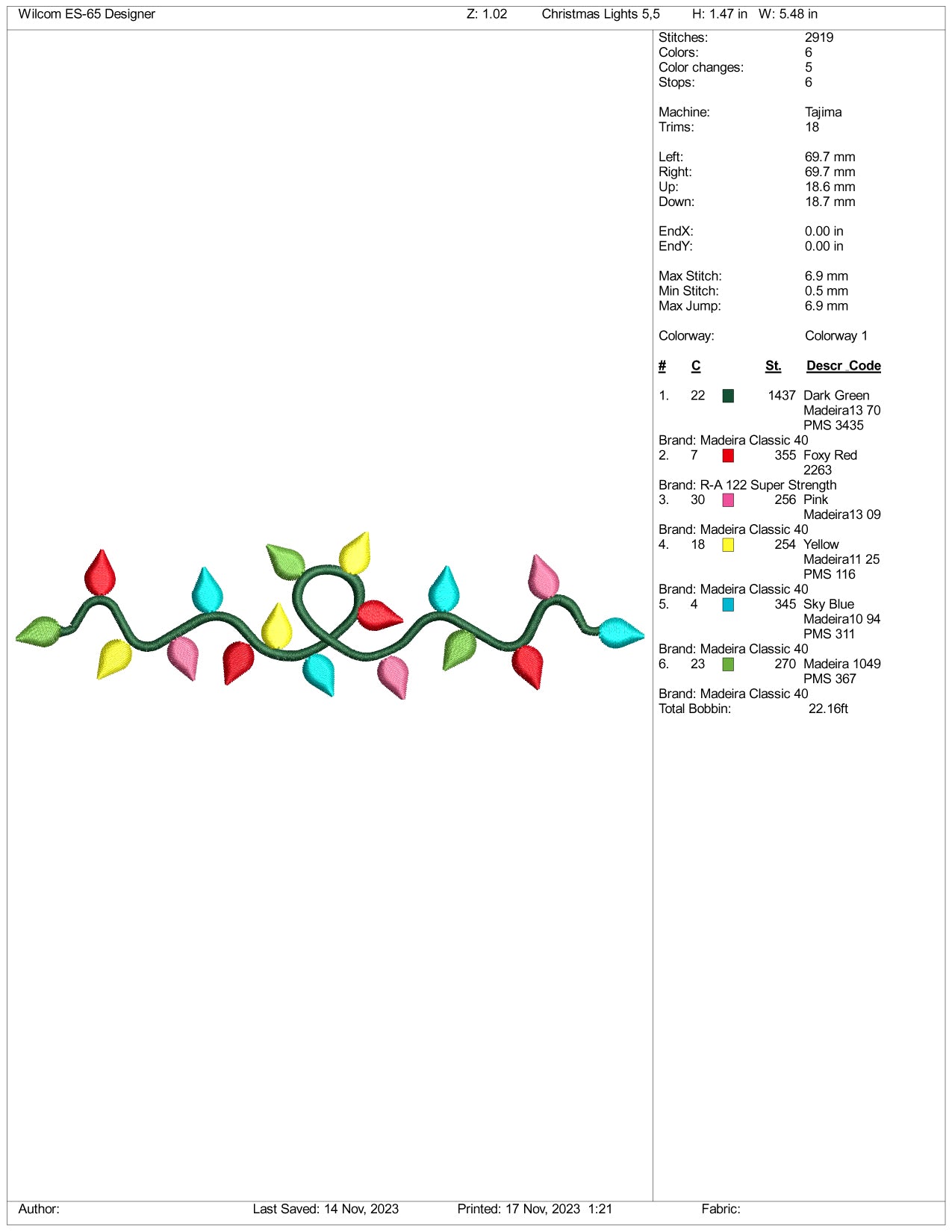 Archivos de diseño de bordado de luces navideñas v2 - 3 tamaños