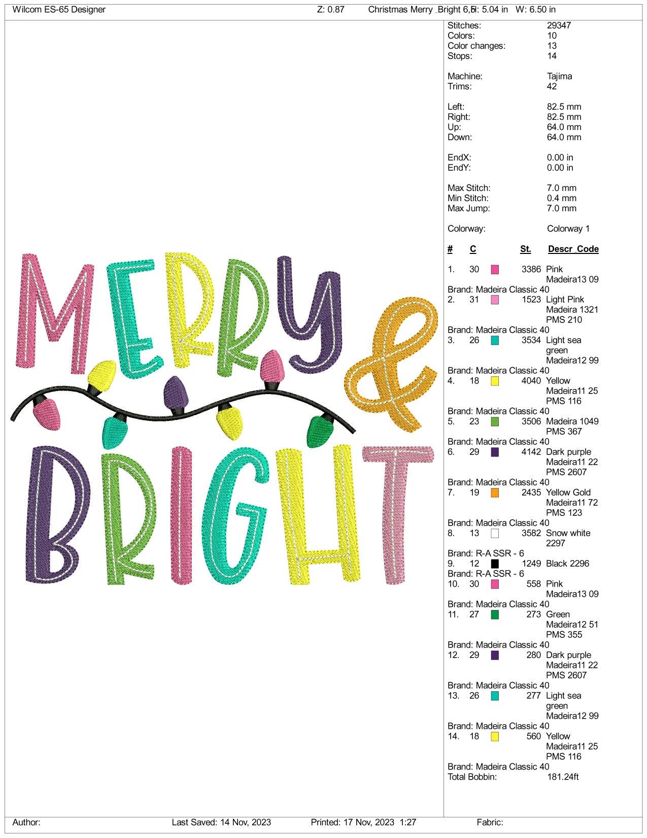 Merry & Bright Embroidery Design Files - 3 Size's