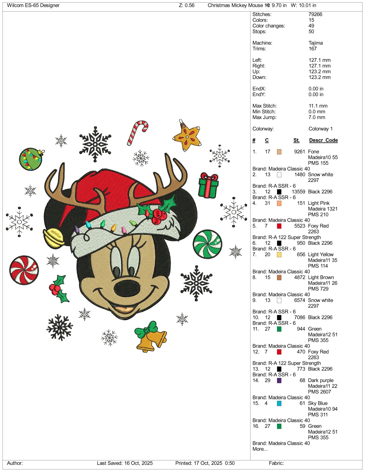 Mickey Mouse Christmas Stuff Embroidery Design Files - 4 Size's