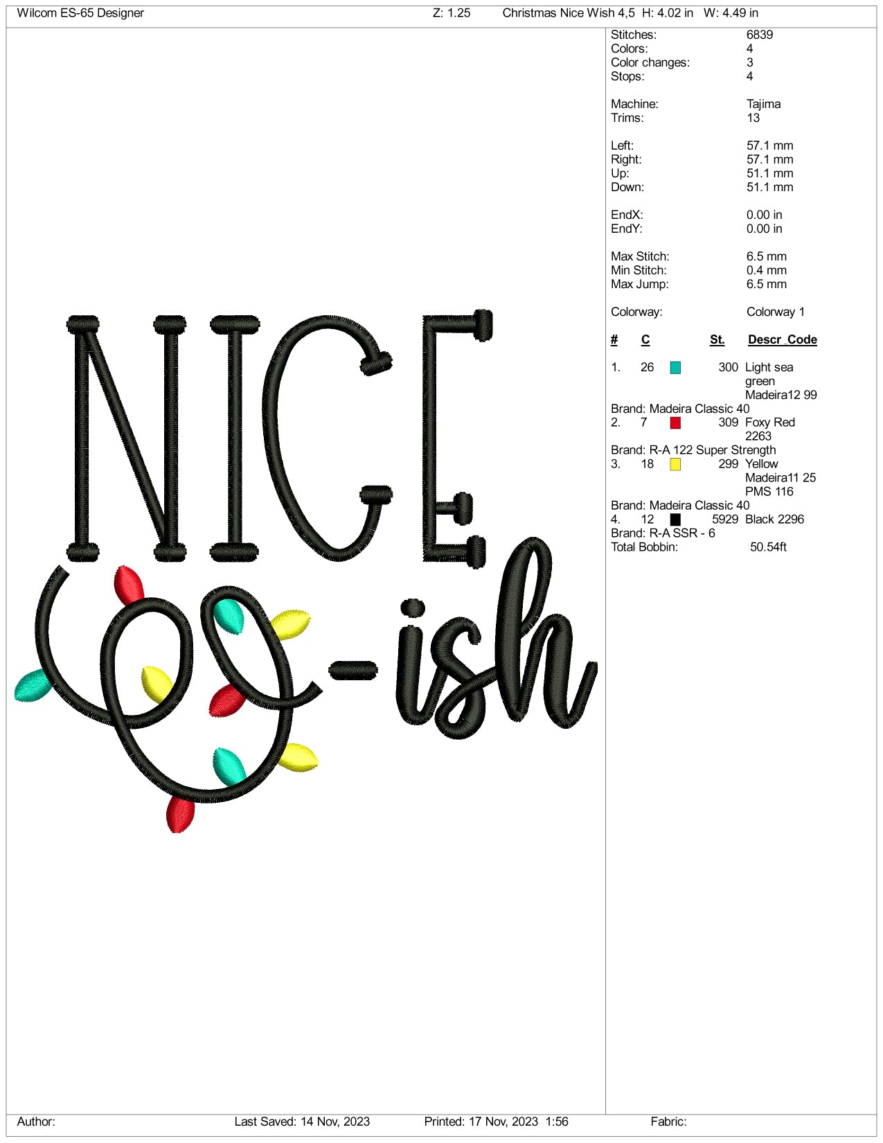 Nice Wish Embroidery Design Files - 3 Size's
