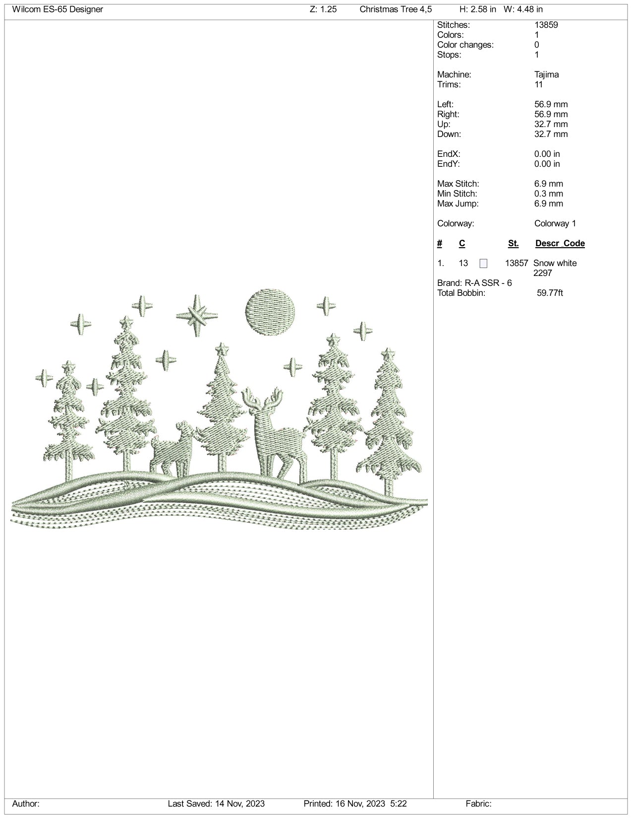 Archivos de diseño de bordado de ciervos navideños (3 tamaños)