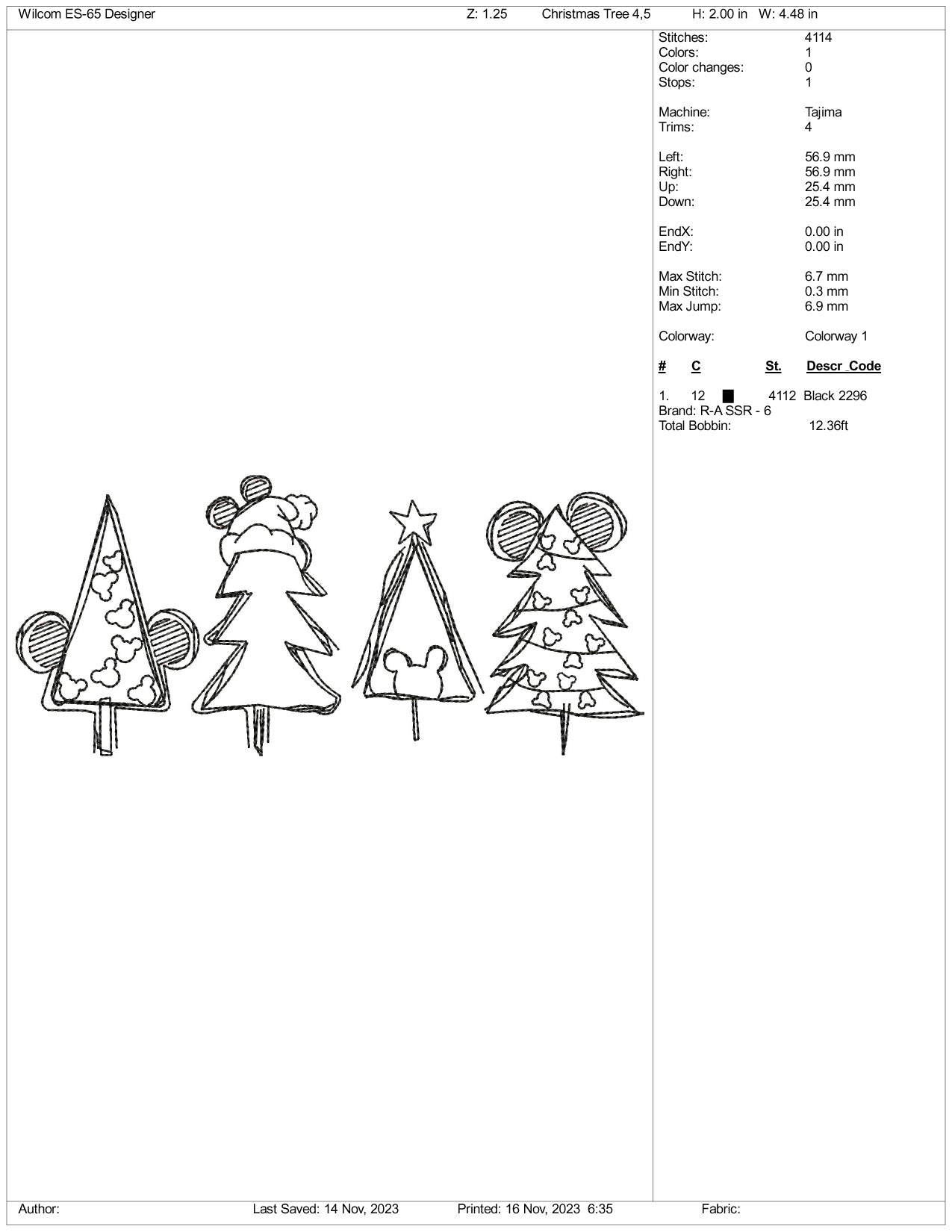 4 Christmas Tree v2 Embroidery Design