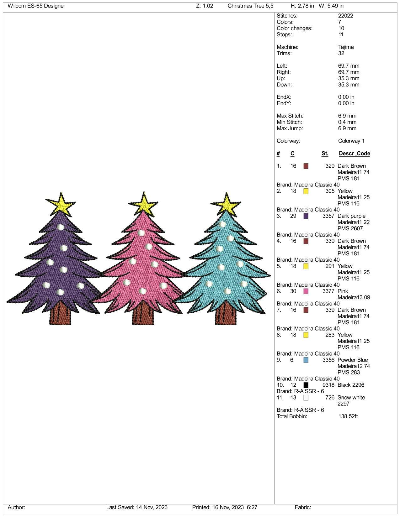 3 Christmas Tree v2 Embroidery