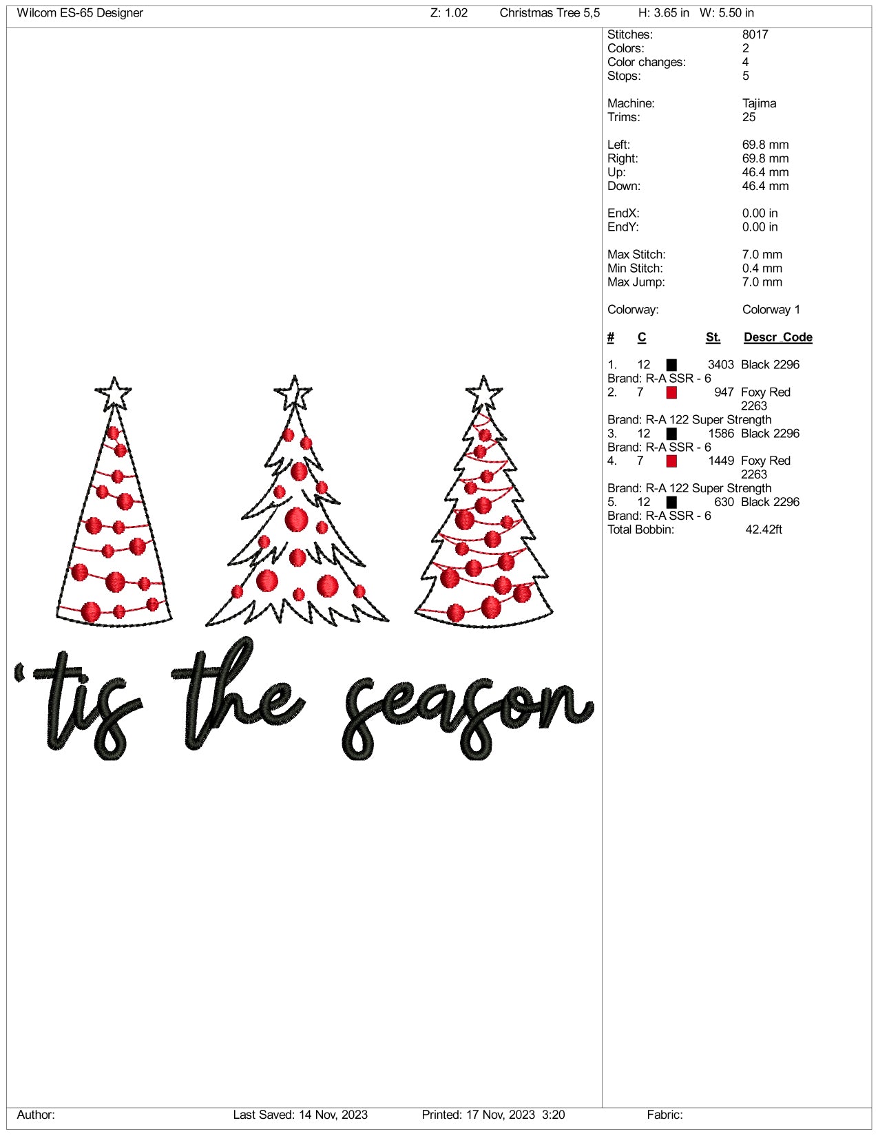Archivos de diseño de bordado "Tis The Season" - 3 tamaños