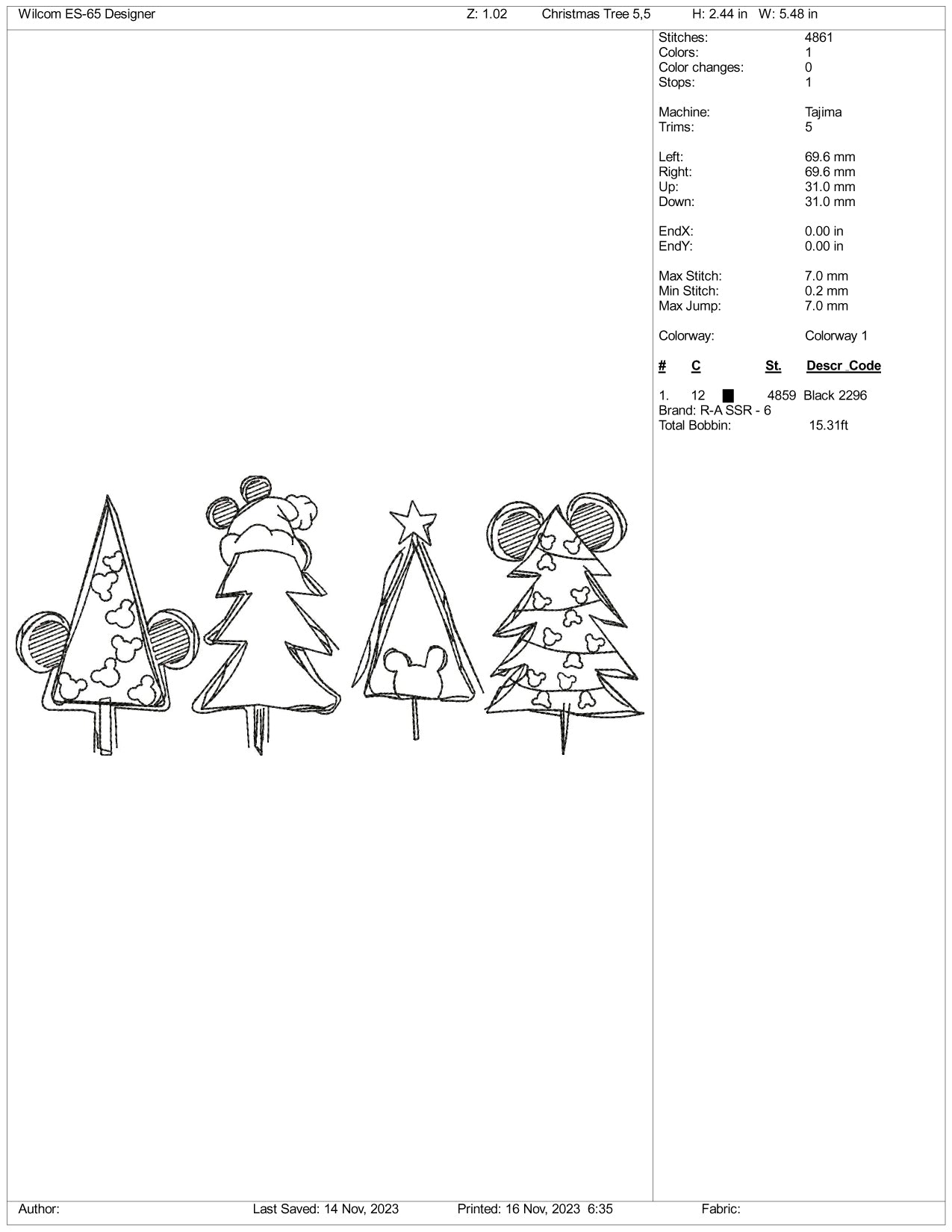 4 Christmas Tree v2 Embroidery Design