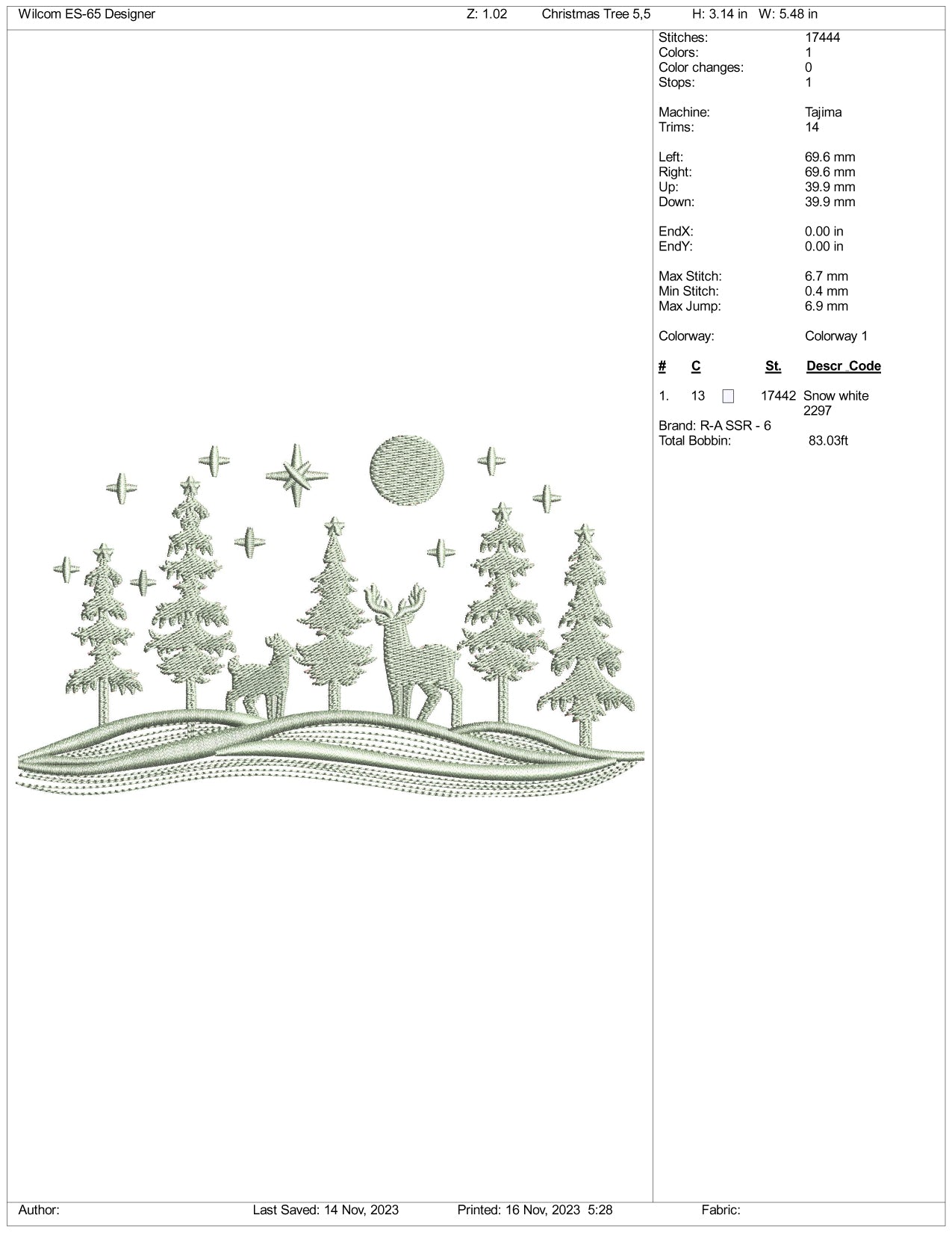 Archivos de diseño de bordado de ciervos navideños (3 tamaños)