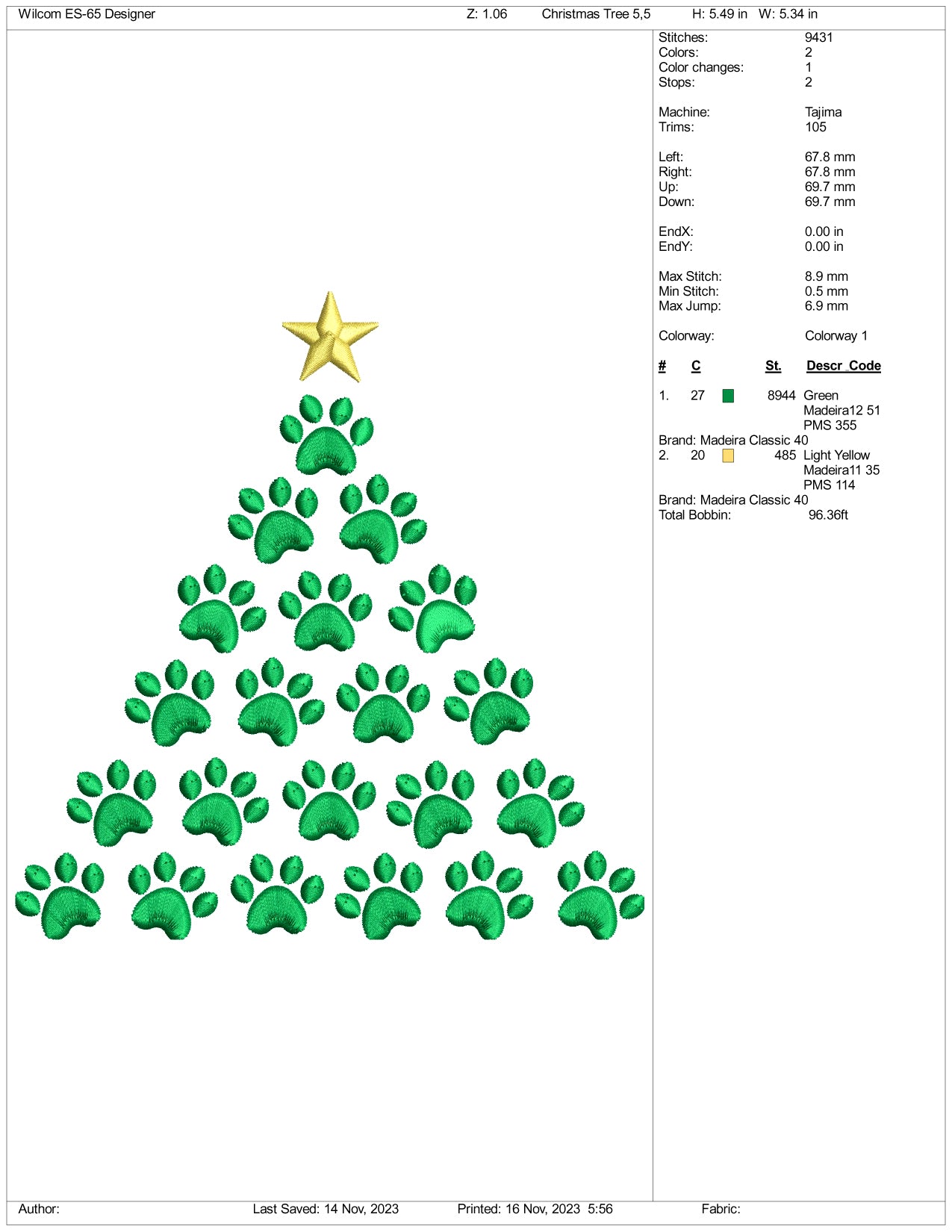 Archivos de diseño de bordado de árbol de Navidad v9 - 3 tamaños