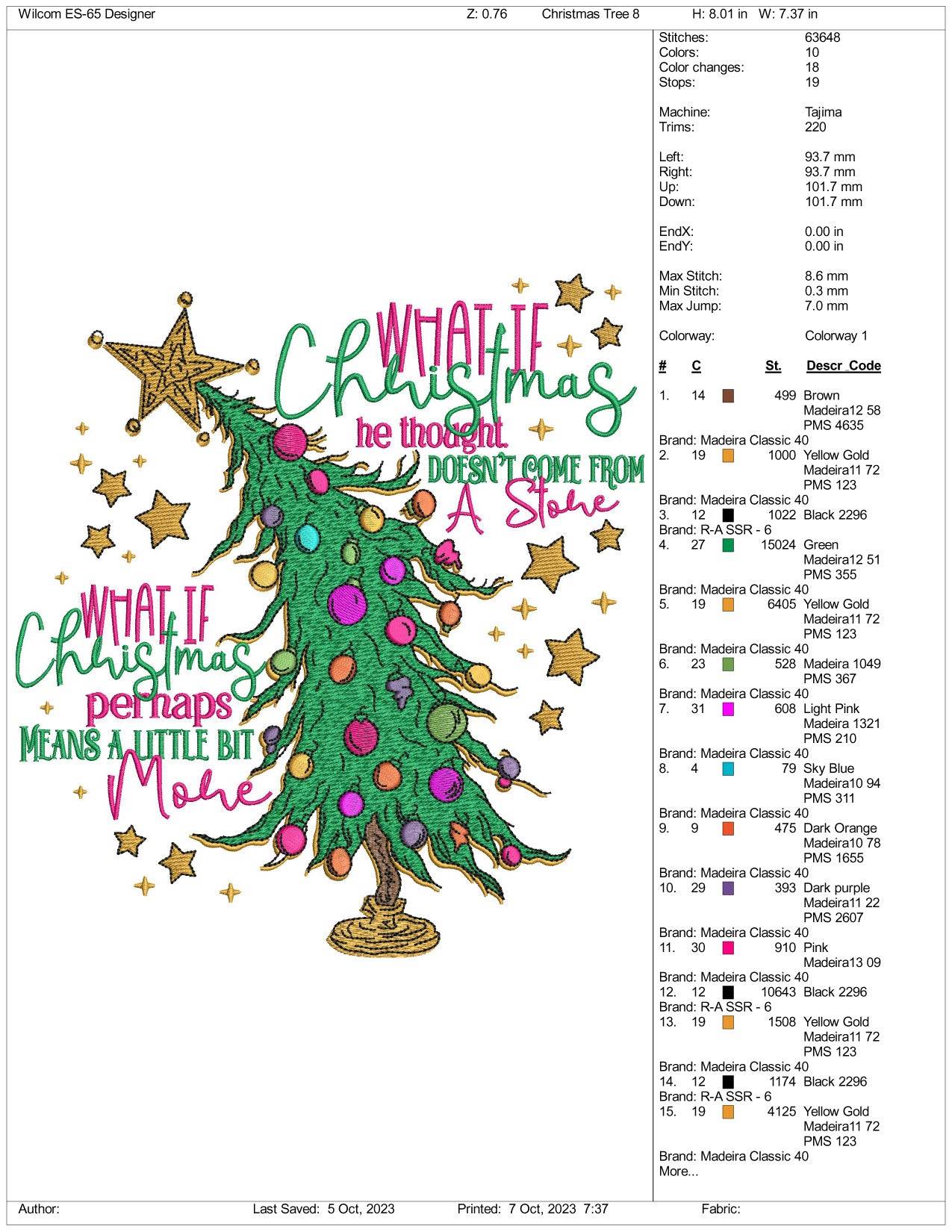 Merry Christmas Tree Embroidery Design Files - 3 Size's