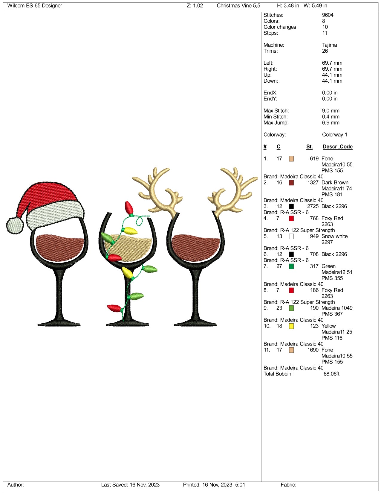 Archivos de diseño de bordado de enredaderas navideñas - 3 tamaños