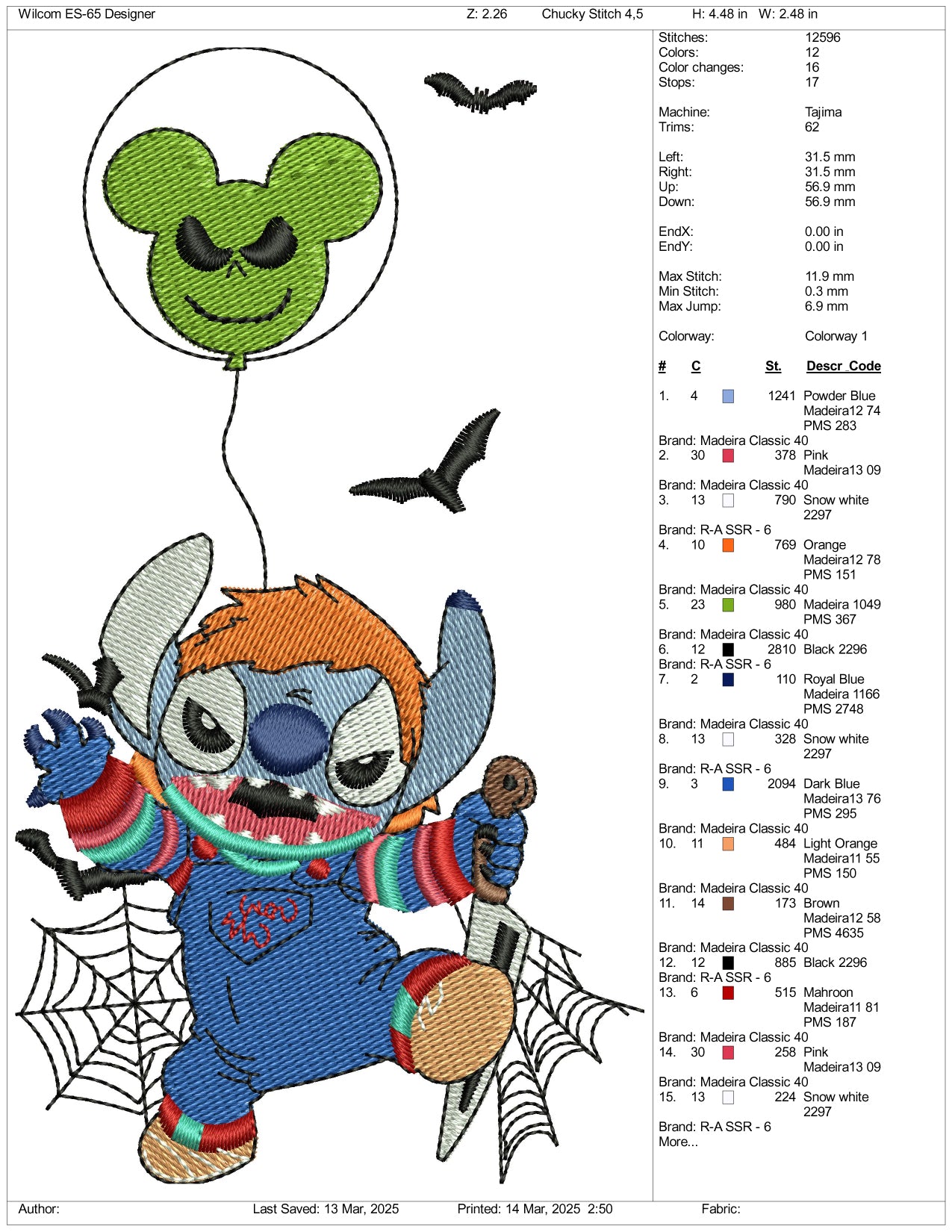 Stitch Clown Embroidery Files - 3 Size's