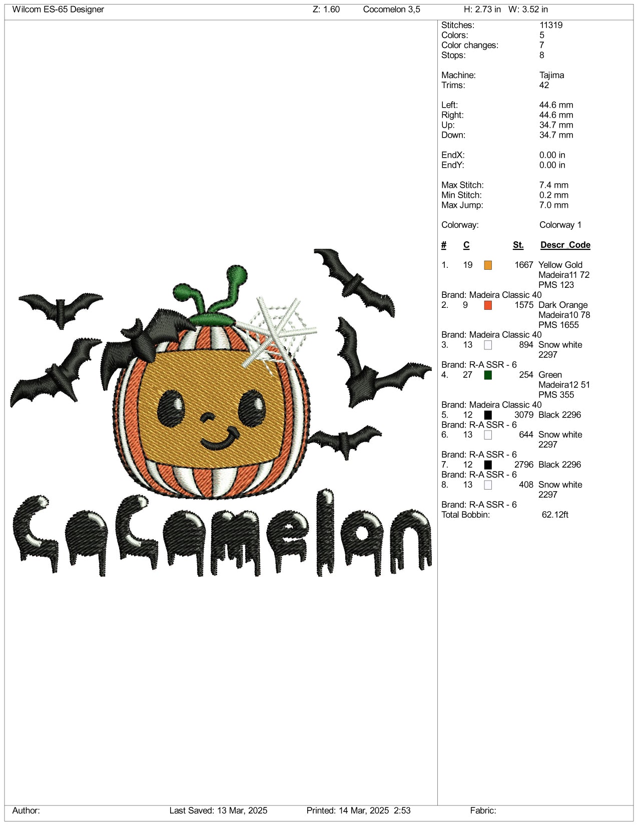 Halloween Cocomelon Embroidery Files - 3 Size's