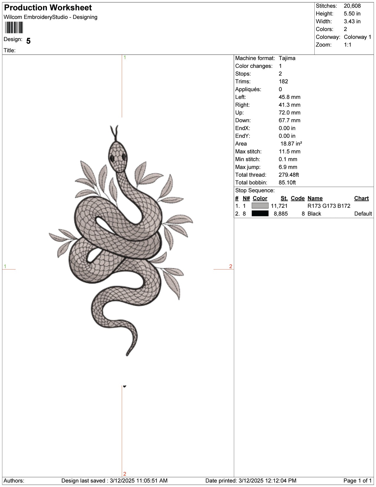 Coiled Serpent Embroidery Design Files - 9 Size's