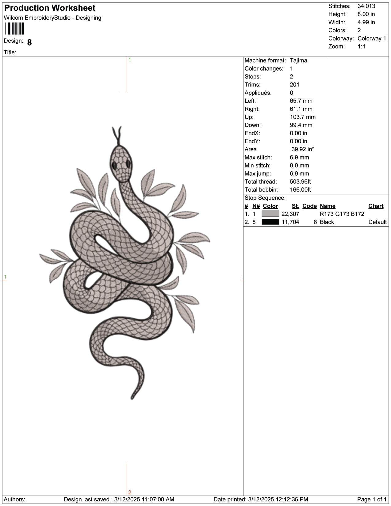 Coiled Serpent Embroidery Design Files - 9 Size's