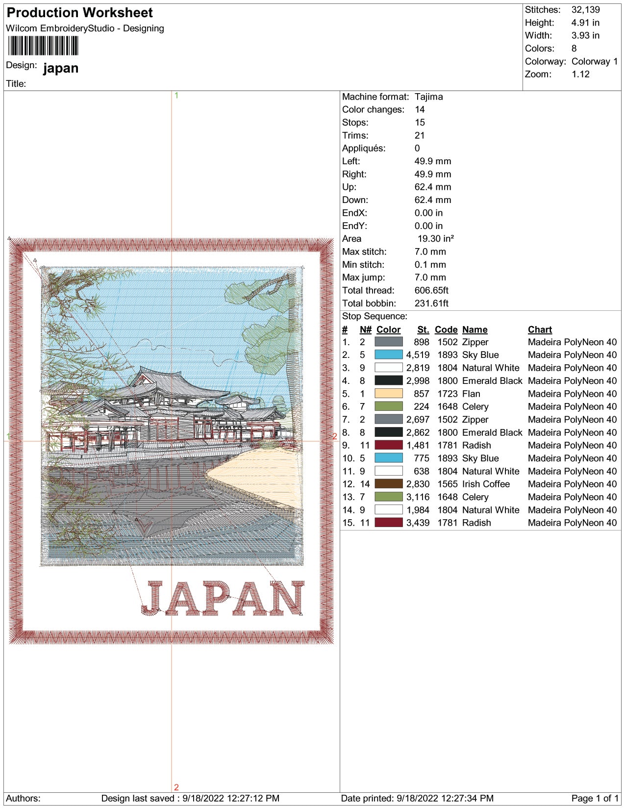 Japan Sticker Embroidery Design Files - 1 Size