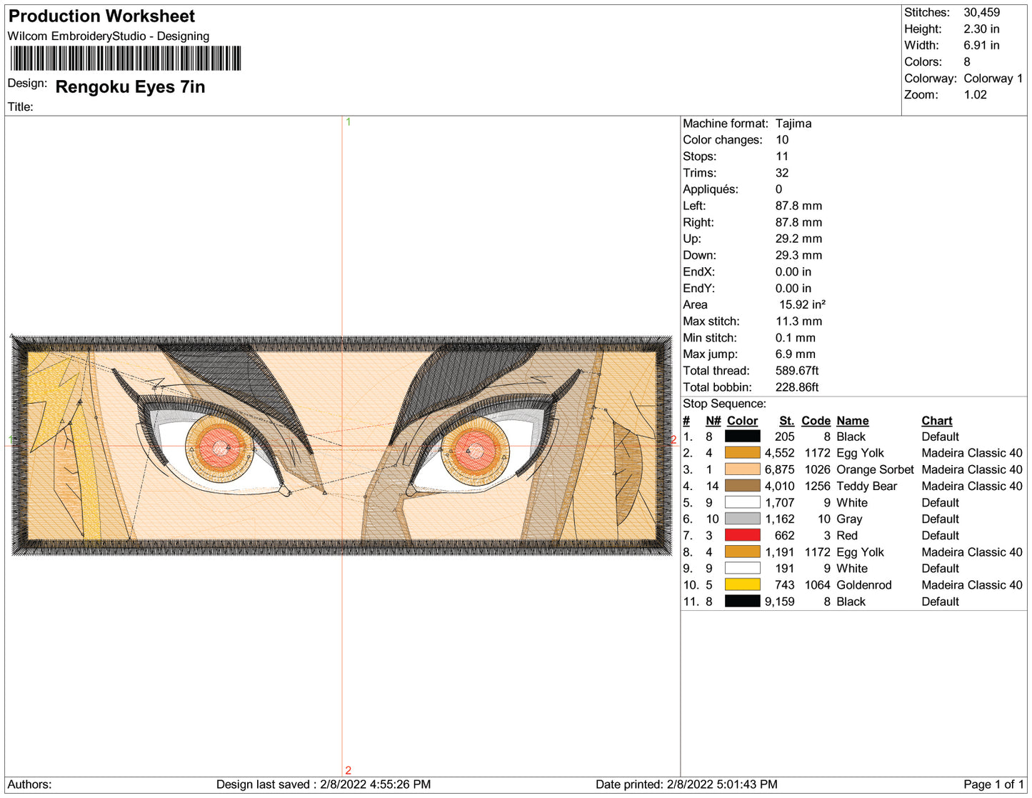 Kyojuro Rengoku Eyes Embroidery Design Files - 3 Size's