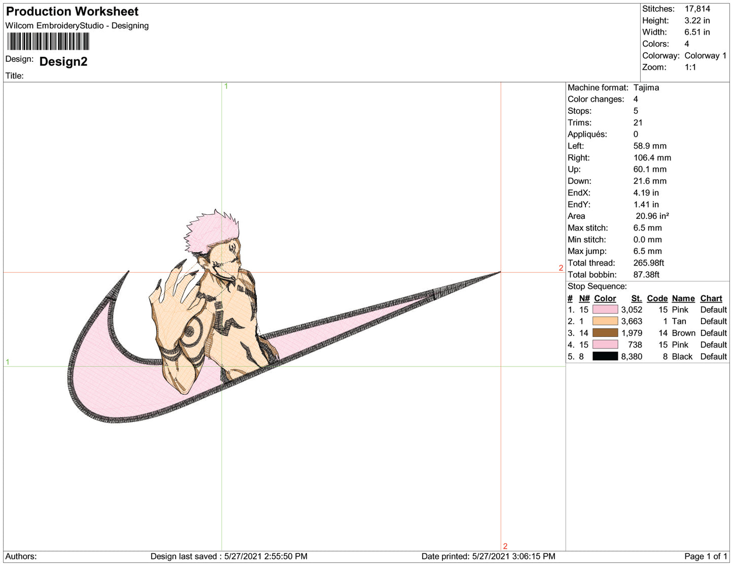 Ryomen Sukuna Swoosh v2 Embroidery Design Files - 3 Size's