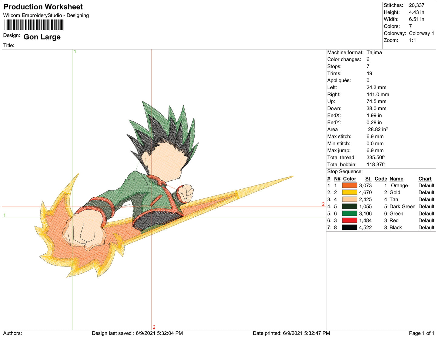Gon Freecss Swoosh v4 Embroidery Design Files - 3 Size's